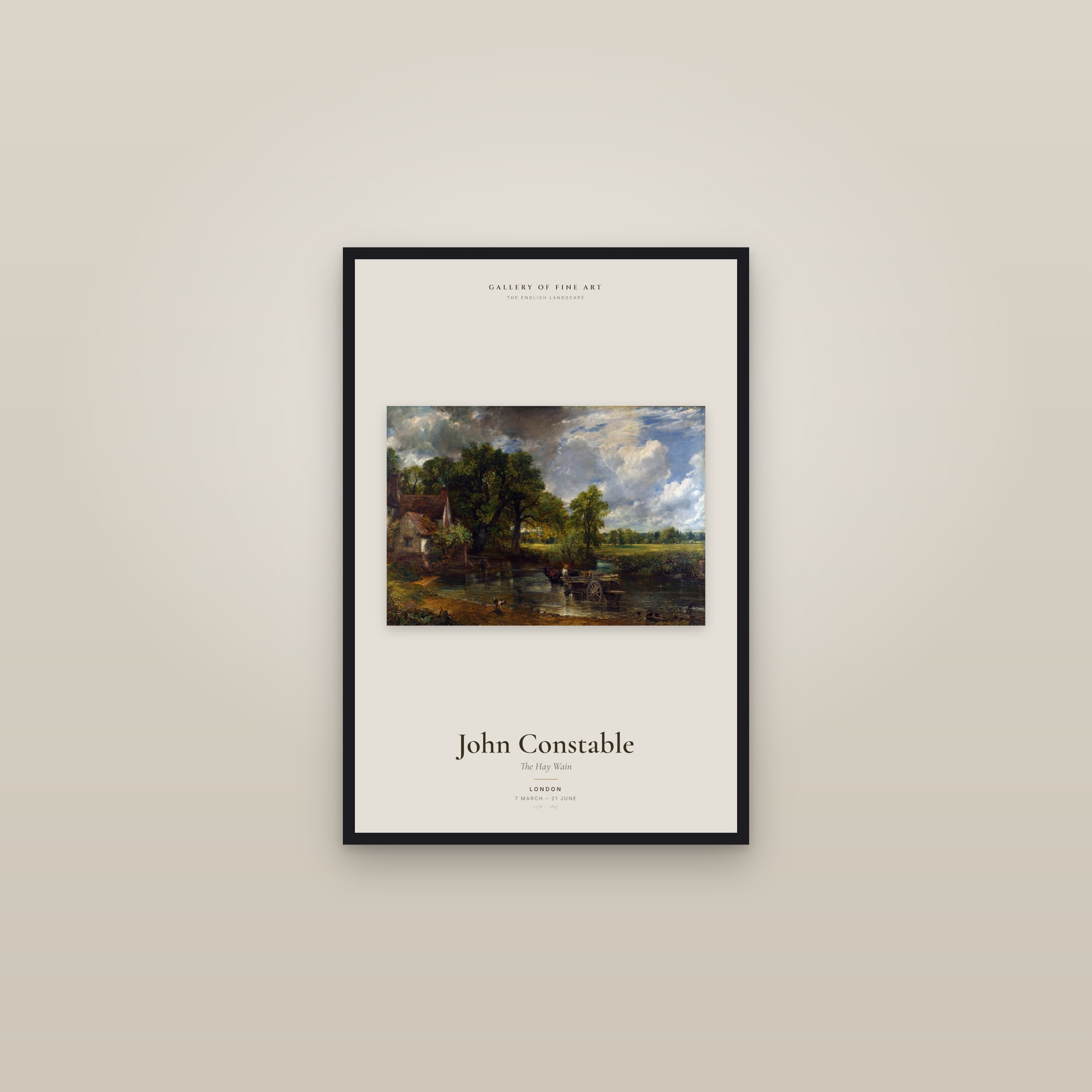The Hay Wain — Exhibition Poster — framed in a gallery setting
