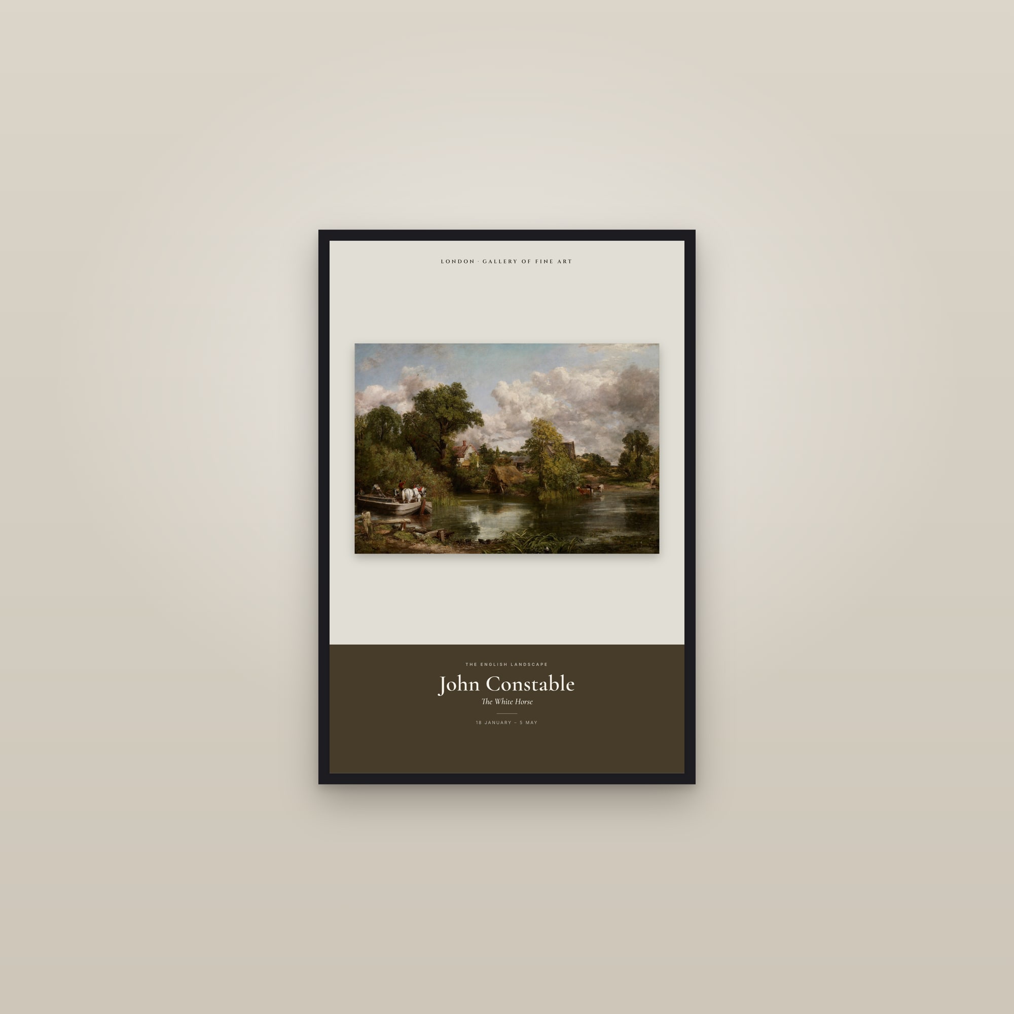 The White Horse — Exhibition Poster — framed in a gallery setting