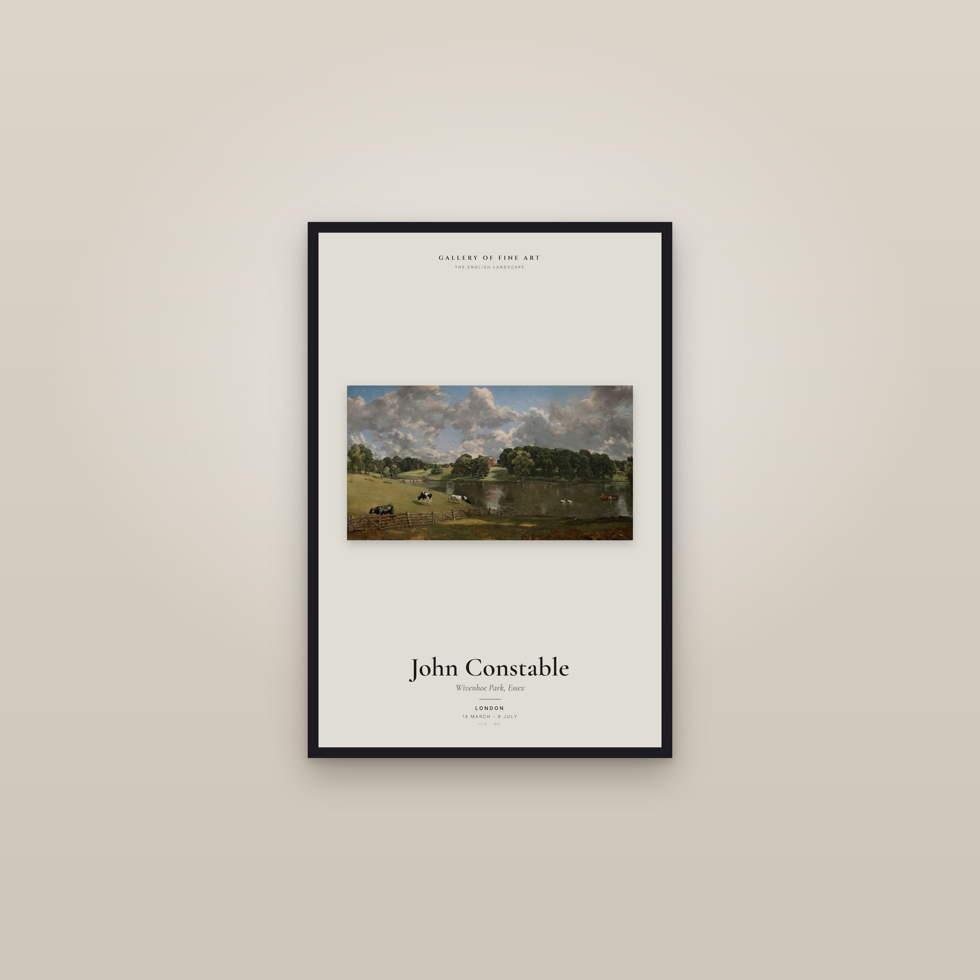Wivenhoe Park, Essex — Exhibition Poster — framed in a gallery setting