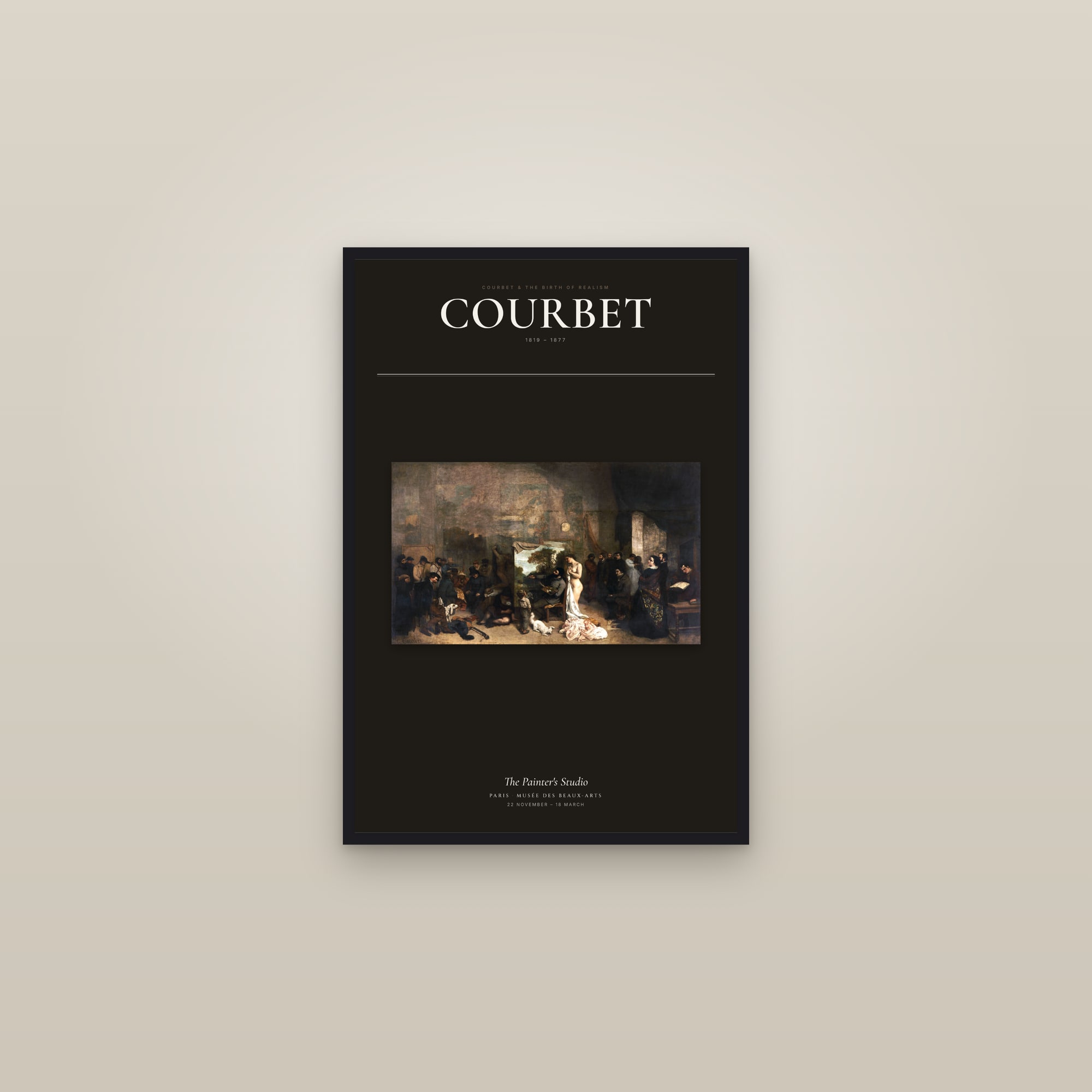 The Painter's Studio — Exhibition Poster — framed in a gallery setting