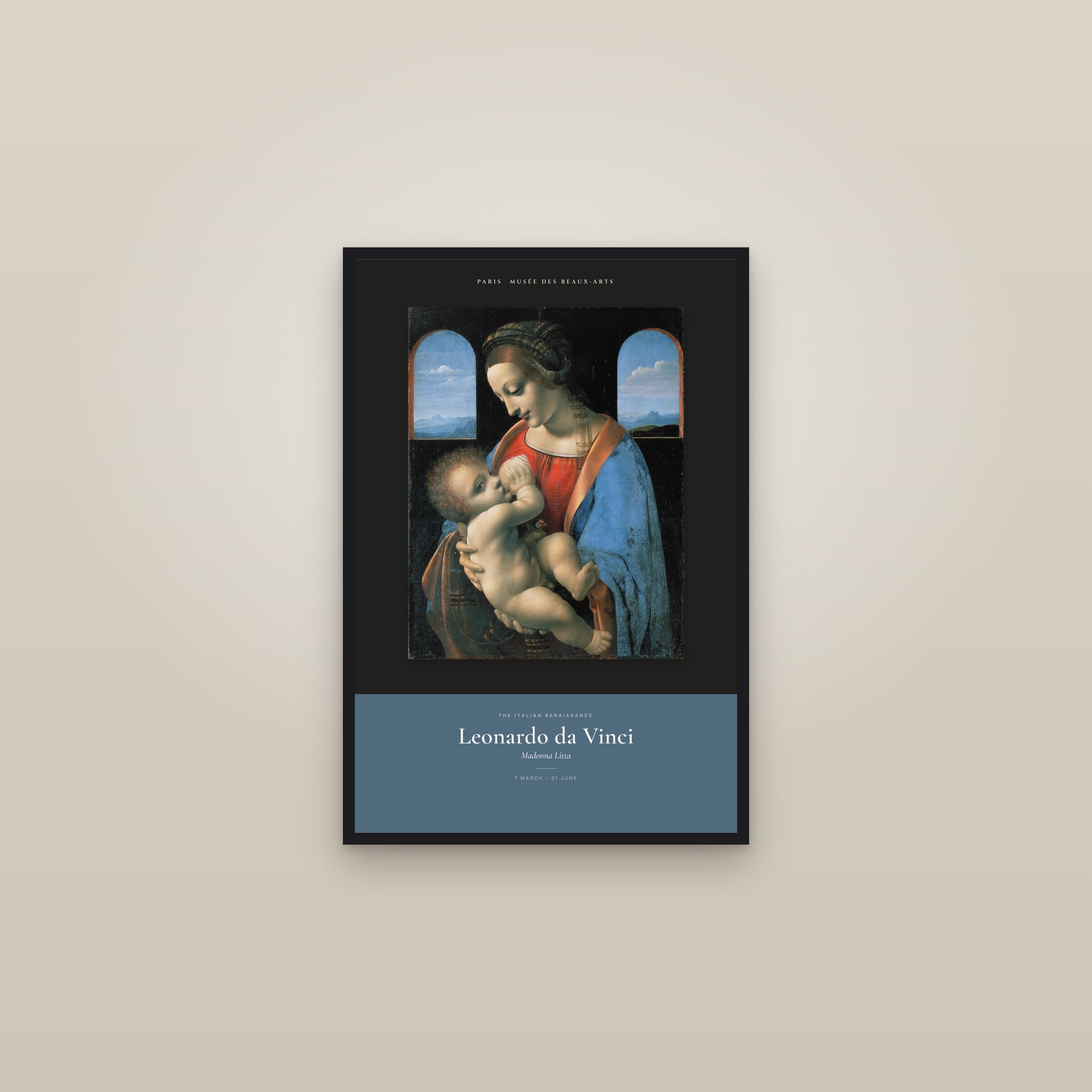 Madonna Litta — Exhibition Poster — framed in a gallery setting