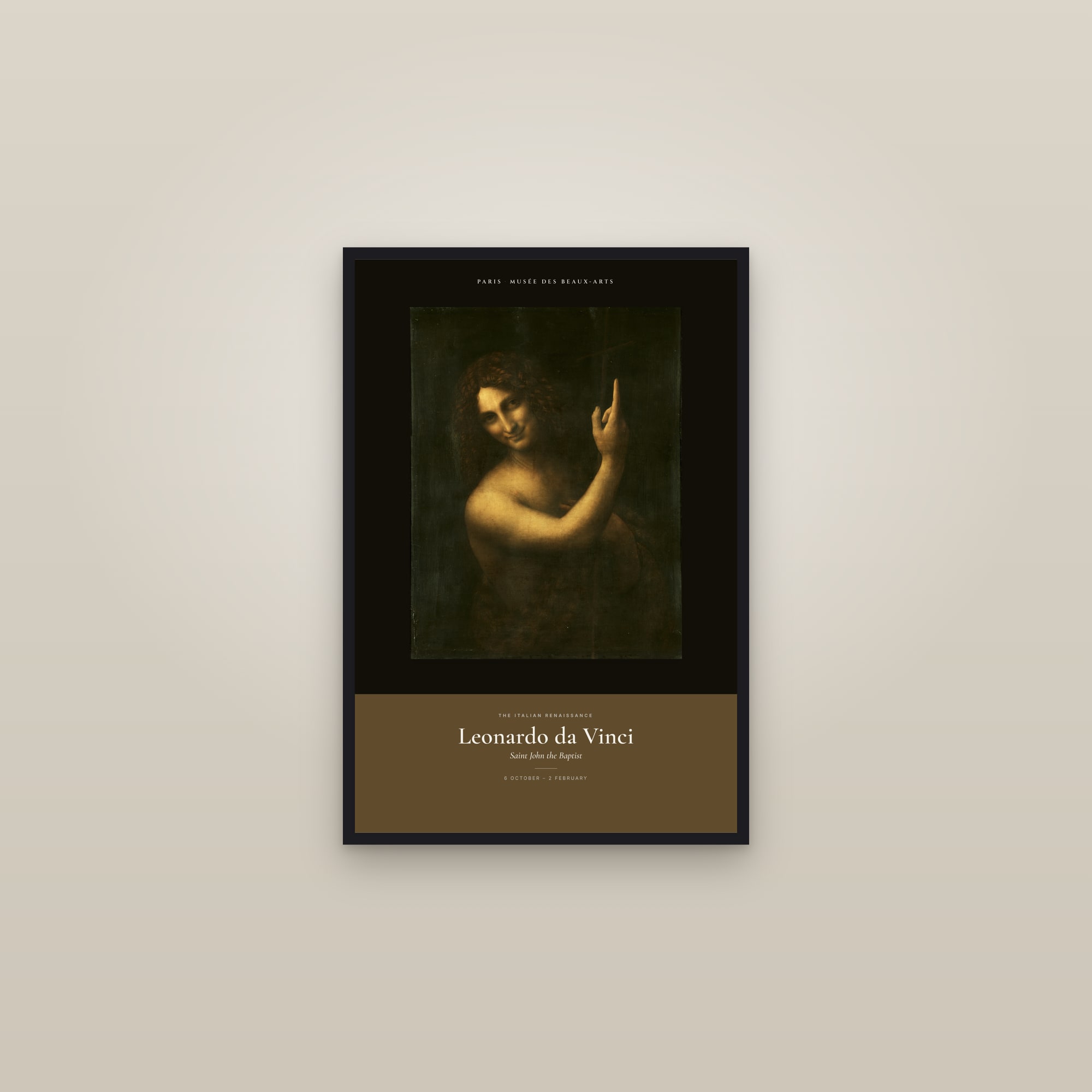 Saint John the Baptist — Exhibition Poster — framed in a gallery setting