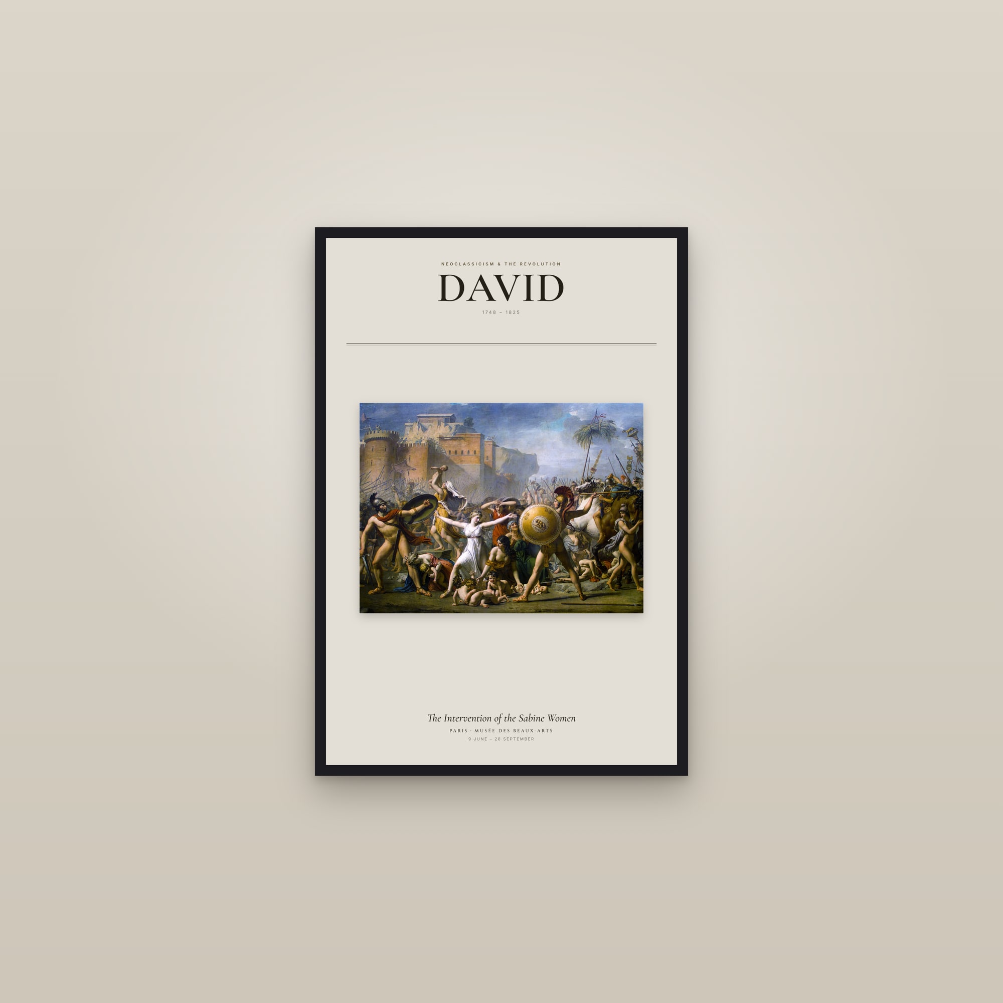 The Intervention of the Sabine Women — Exhibition Poster — framed in a gallery setting