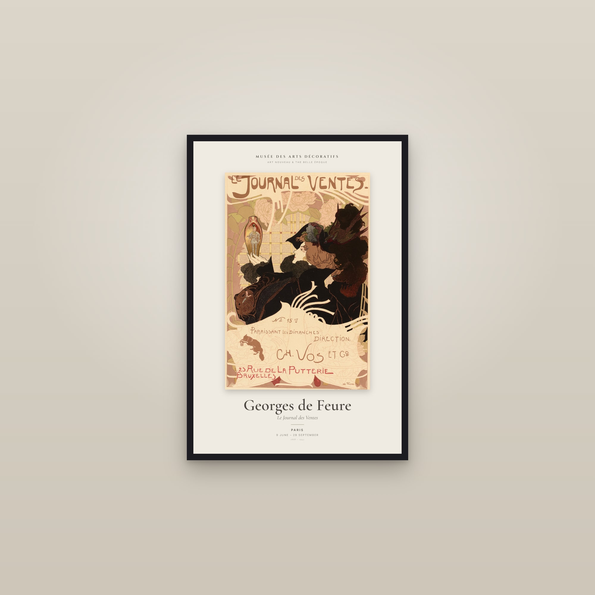 Le Journal des Ventes — Exhibition Poster — framed in a gallery setting