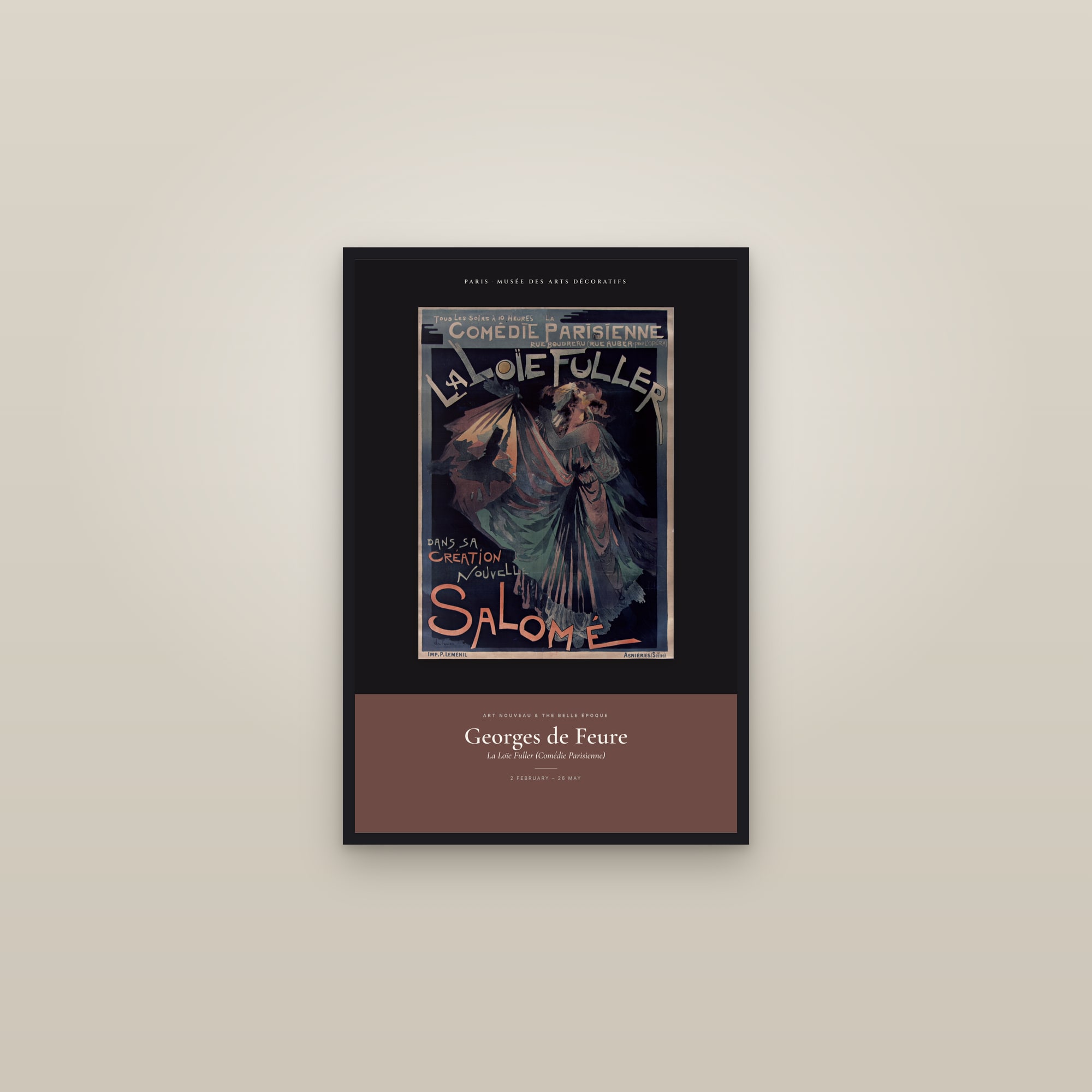 La Loïe Fuller (Comédie Parisienne) — Exhibition Poster — framed in a gallery setting