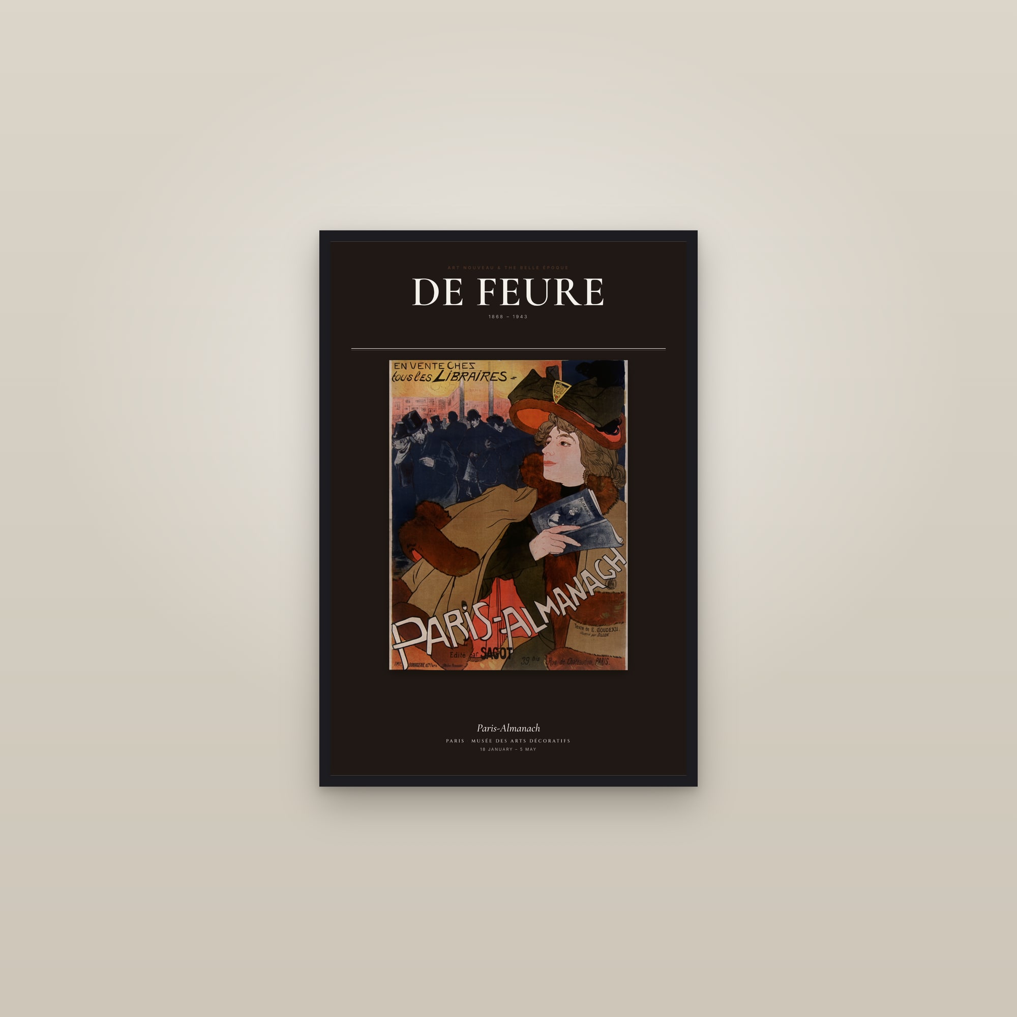 Paris-Almanach — Exhibition Poster — framed in a gallery setting