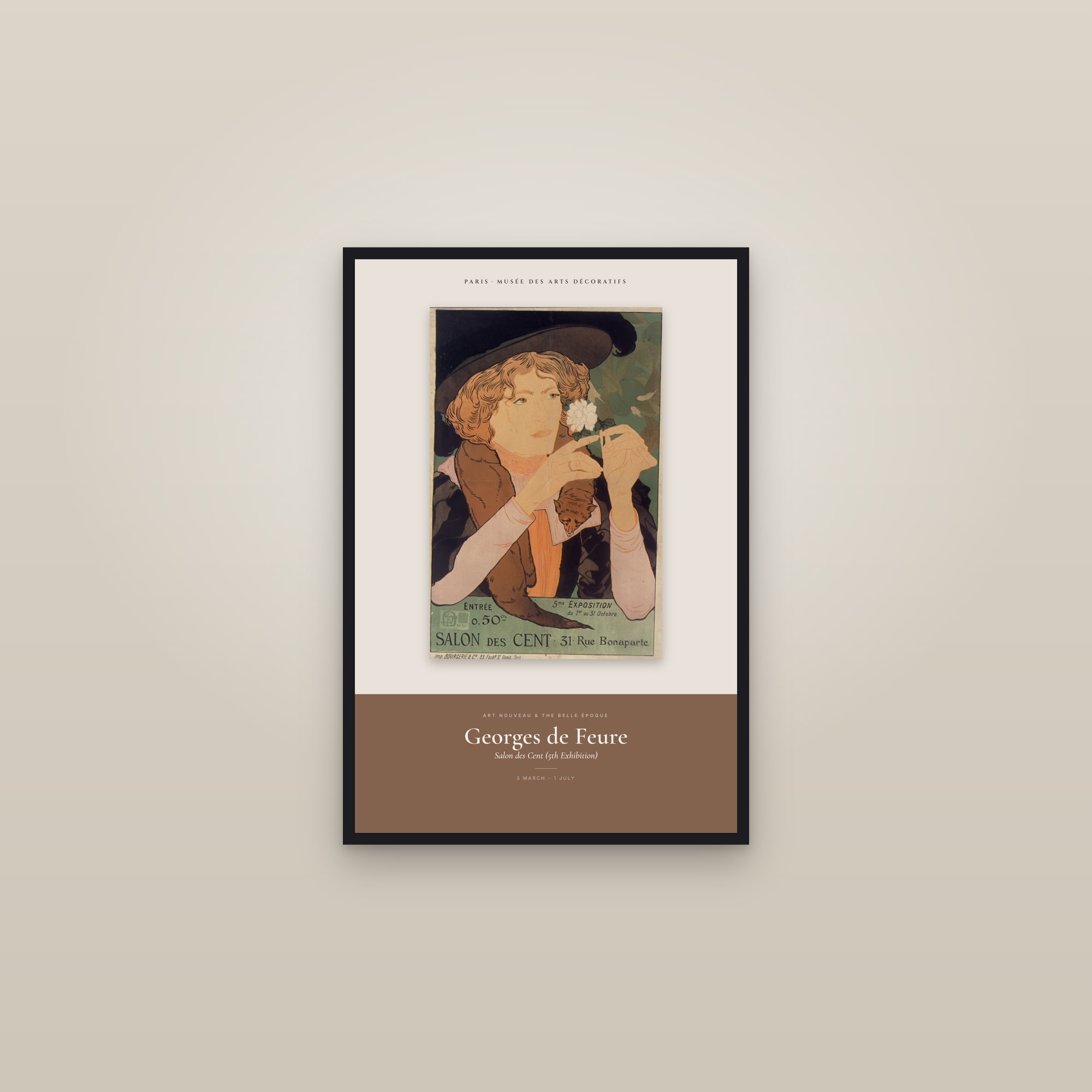 Salon des Cent (5th Exhibition) — Exhibition Poster — framed in a gallery setting