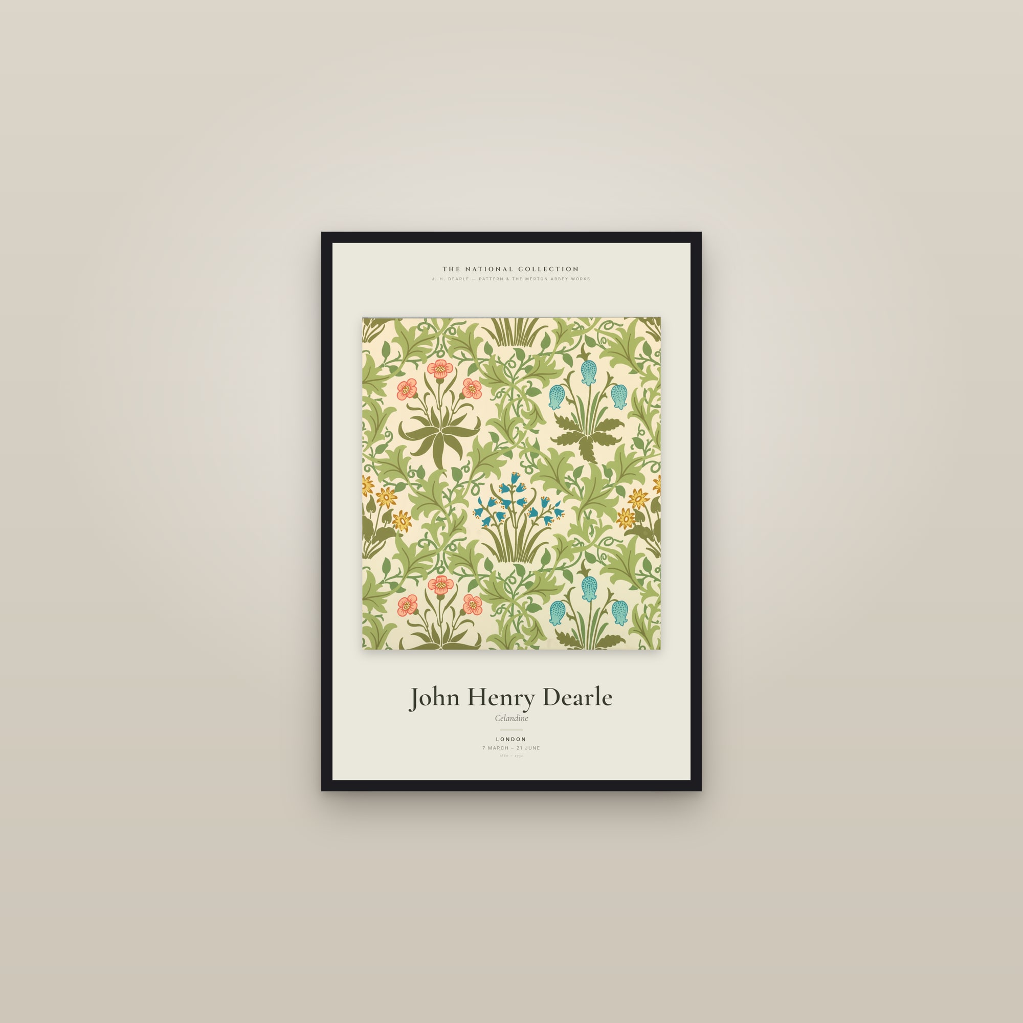 Celandine — Exhibition Poster — framed in a gallery setting