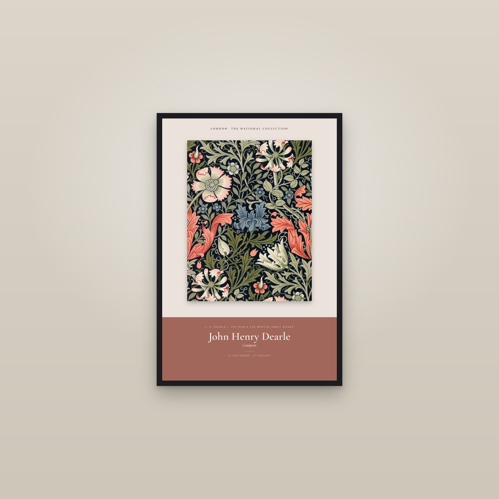 Compton — Exhibition Poster — framed in a gallery setting