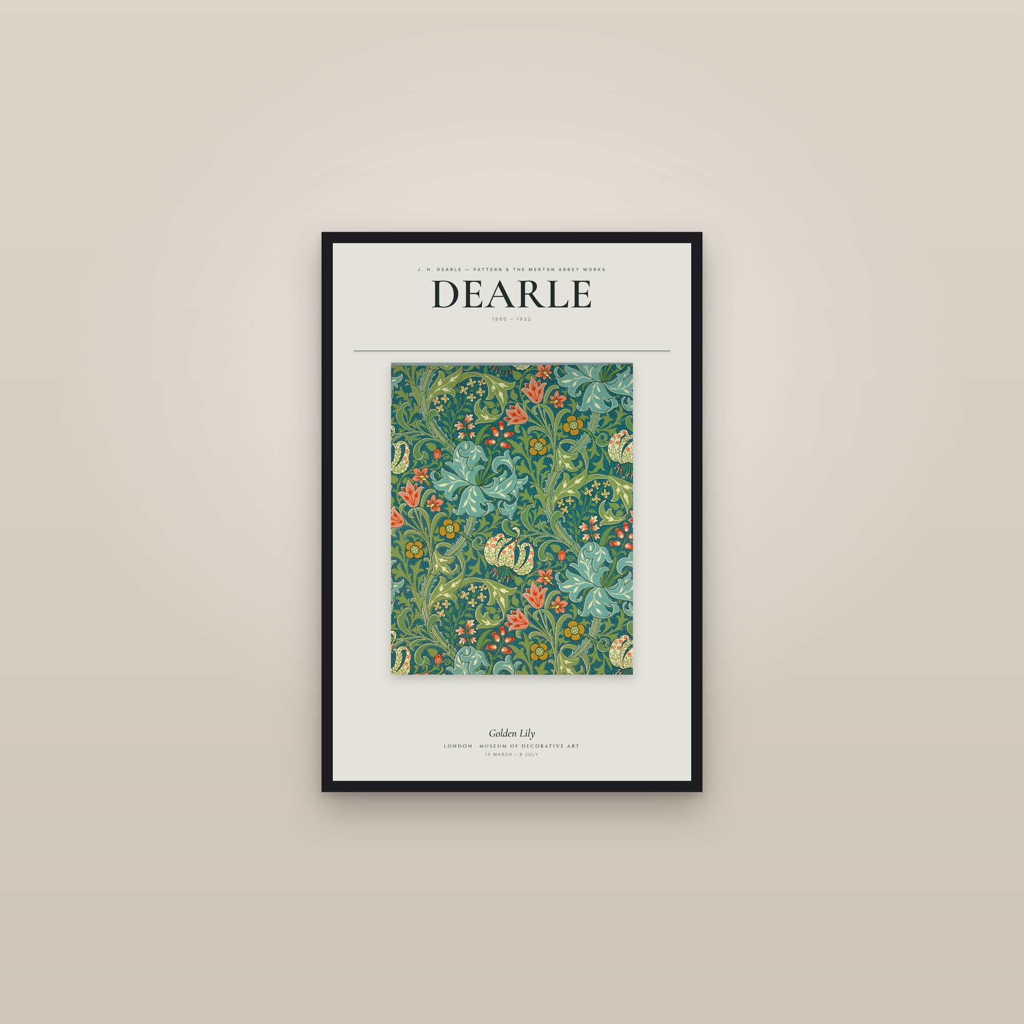 Golden Lily — Exhibition Poster — framed in a gallery setting