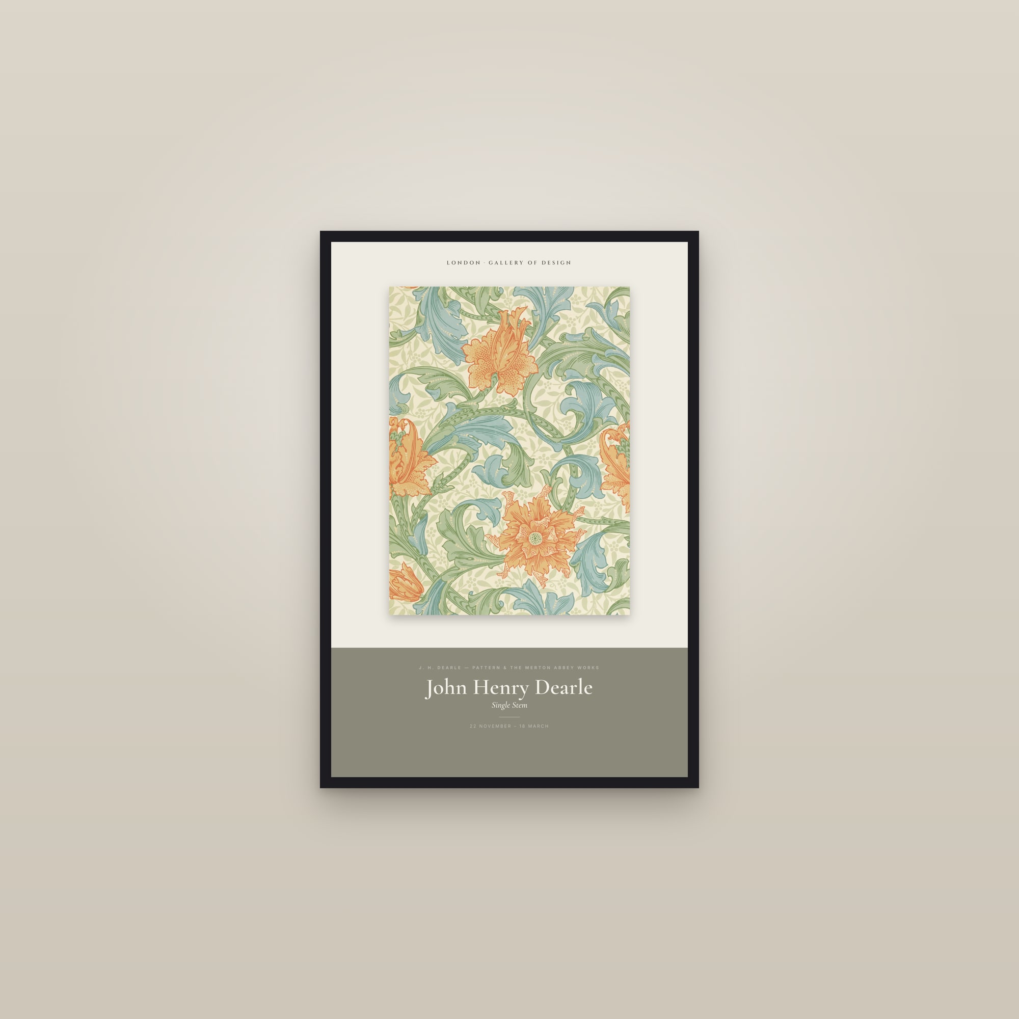 Single Stem — Exhibition Poster — framed in a gallery setting