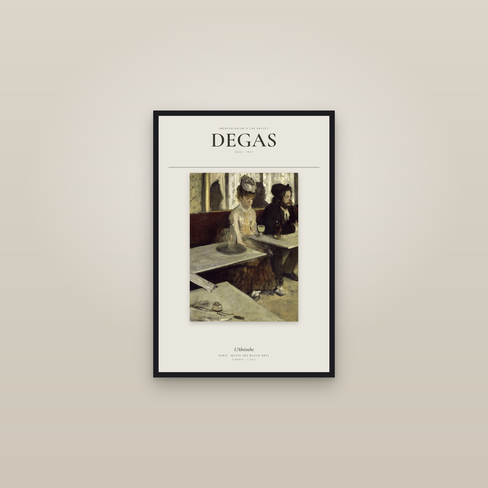 L'Absinthe — Exhibition Poster — framed in a gallery setting