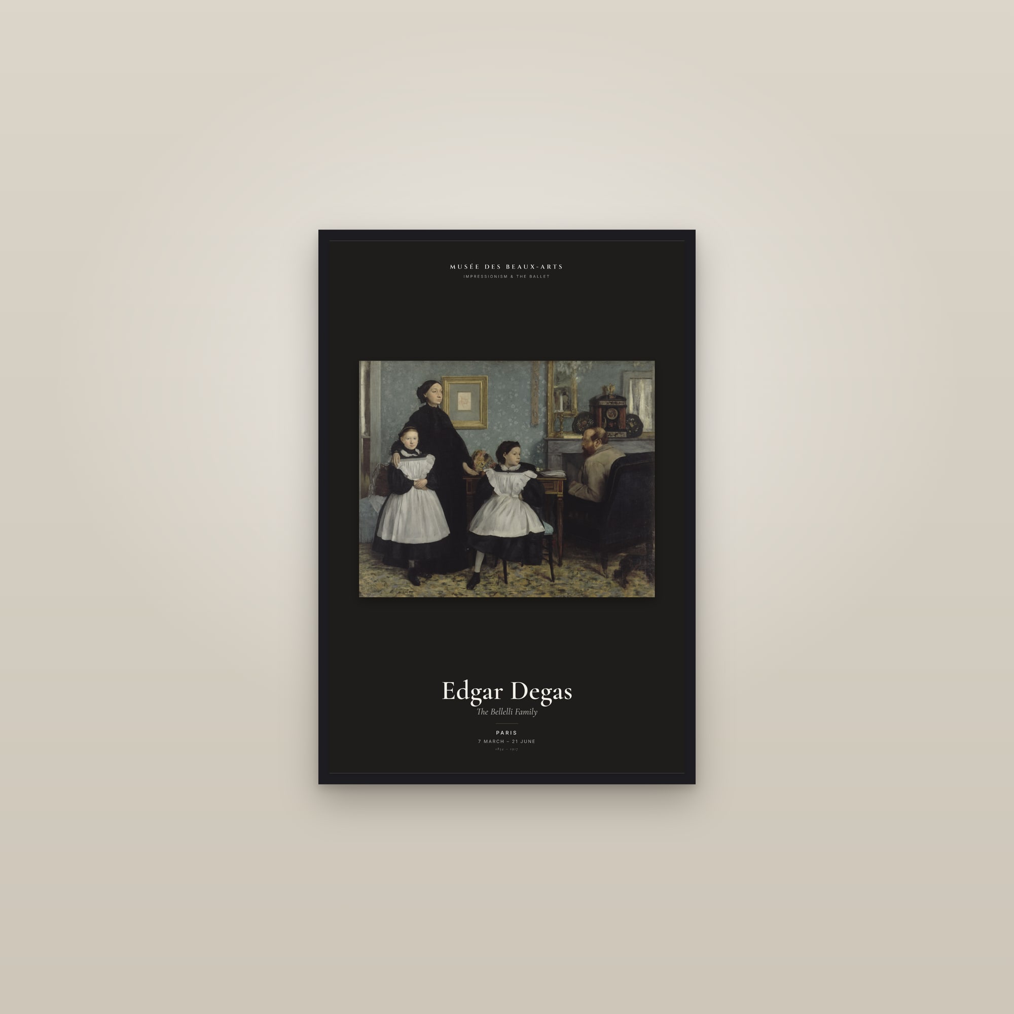 The Bellelli Family — Exhibition Poster — framed in a gallery setting