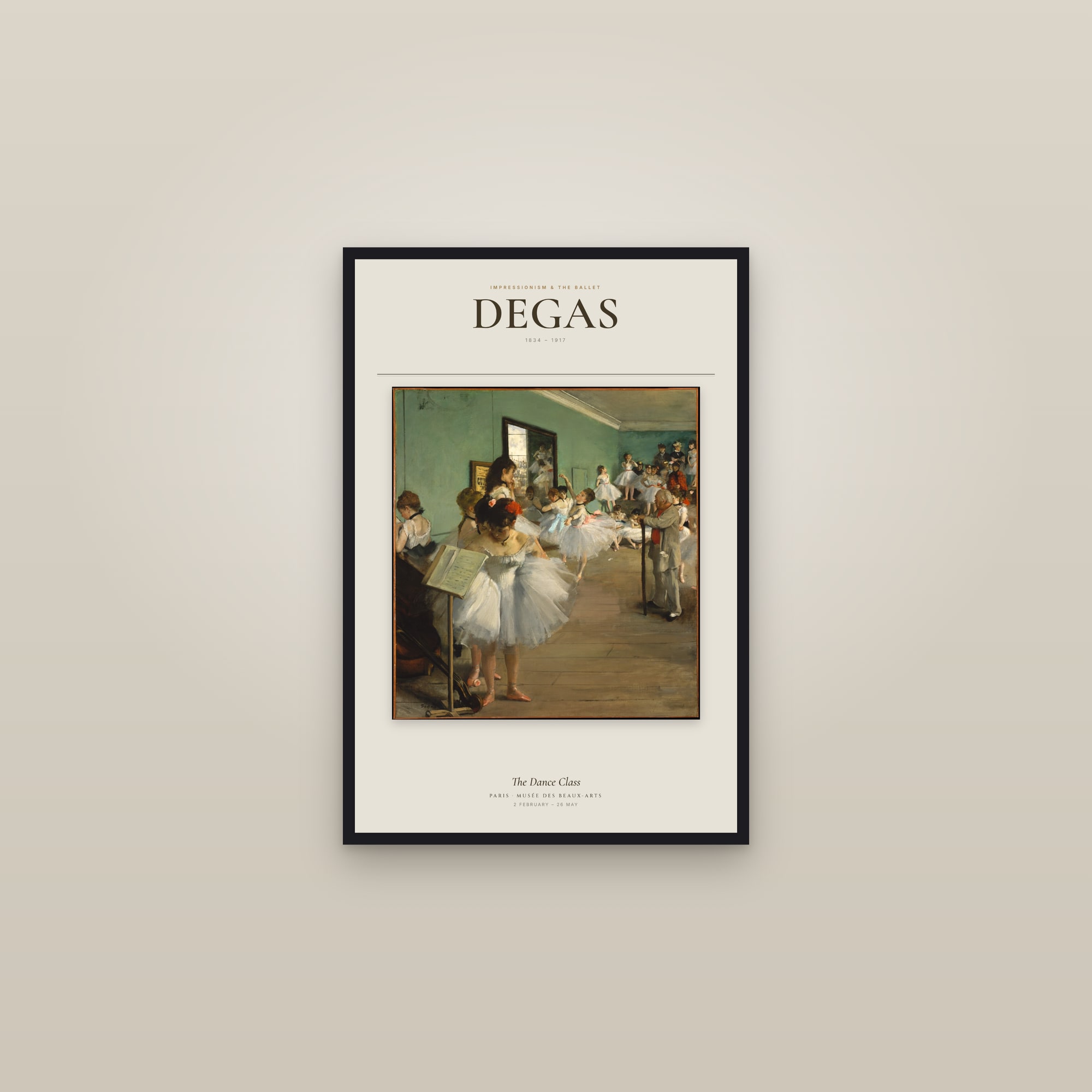 The Dance Class — Exhibition Poster — framed in a gallery setting