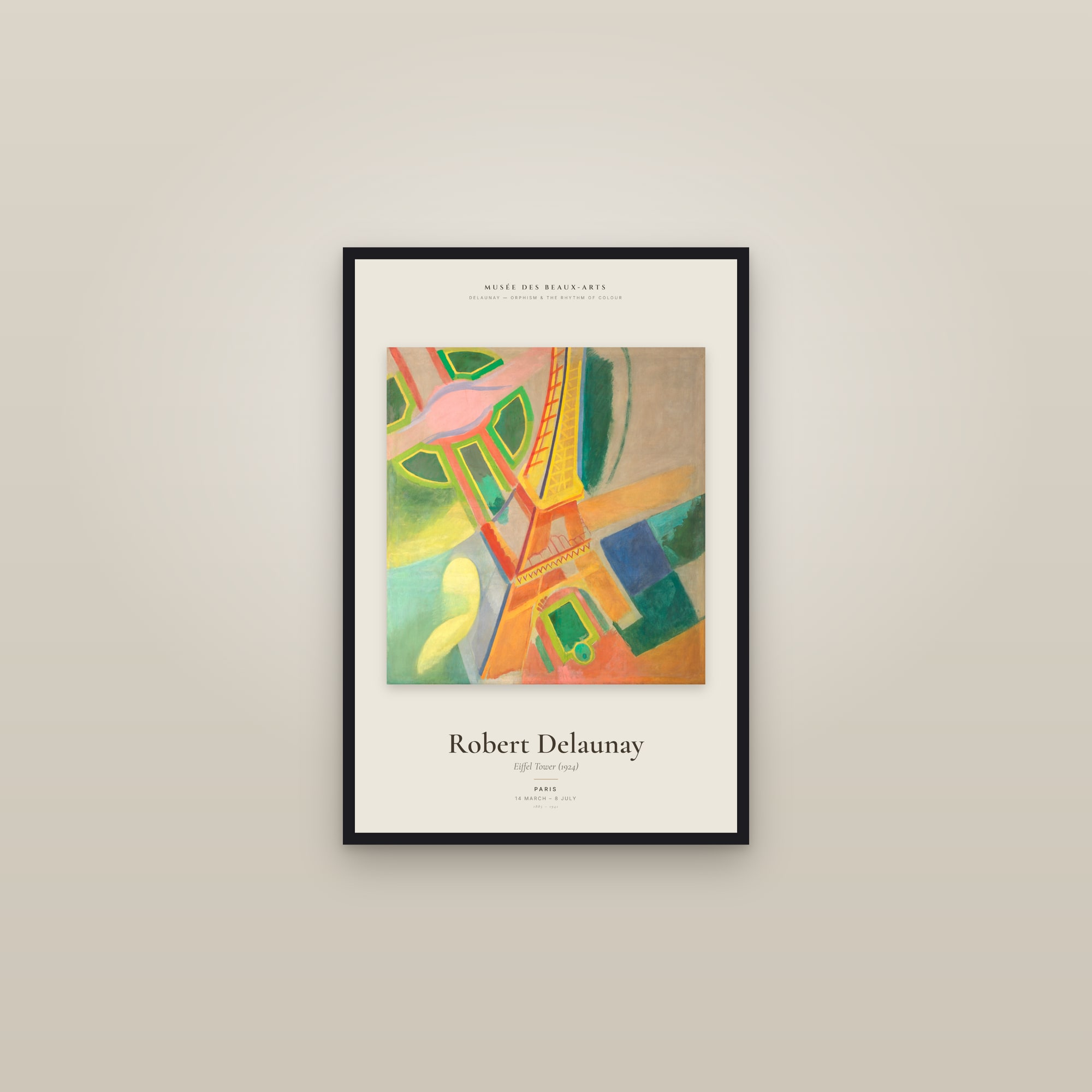 Eiffel Tower (1924) — Exhibition Poster — framed in a gallery setting