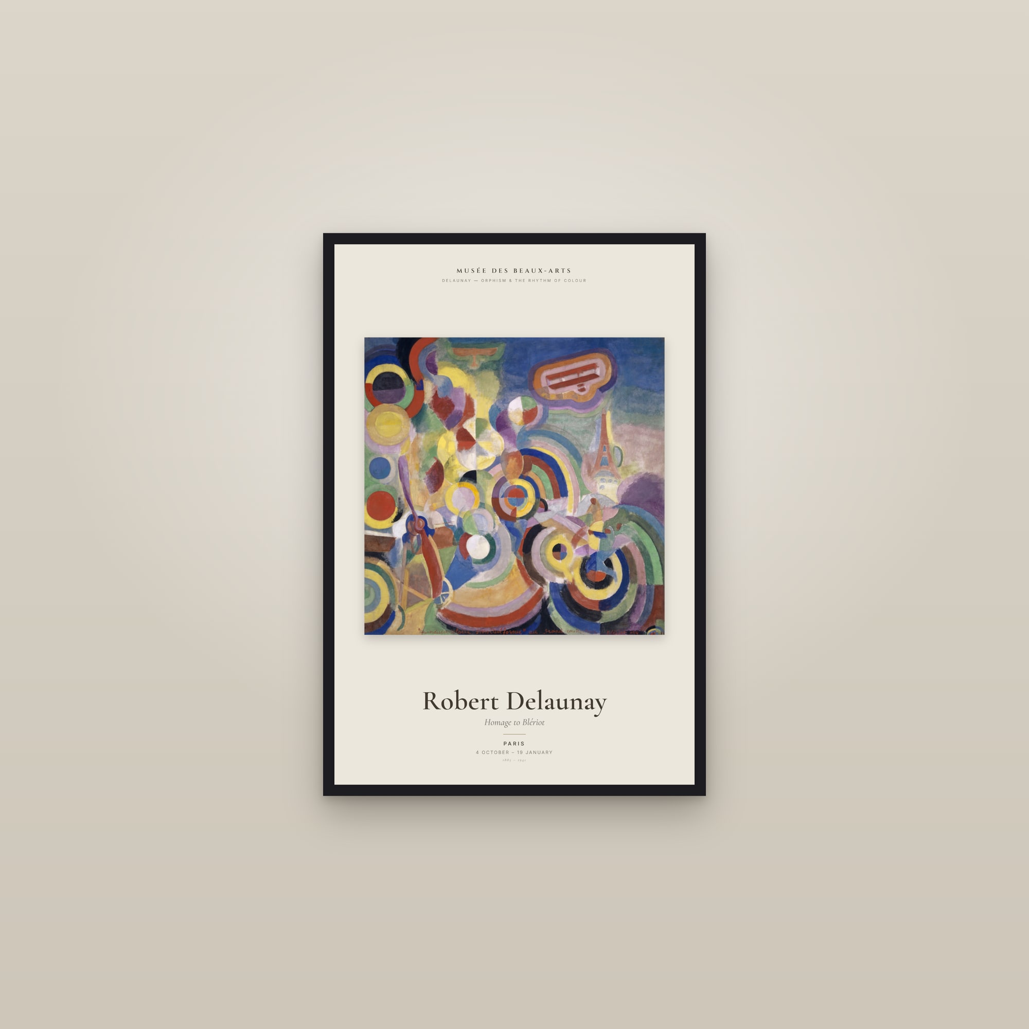 Homage to Blériot — Exhibition Poster — framed in a gallery setting