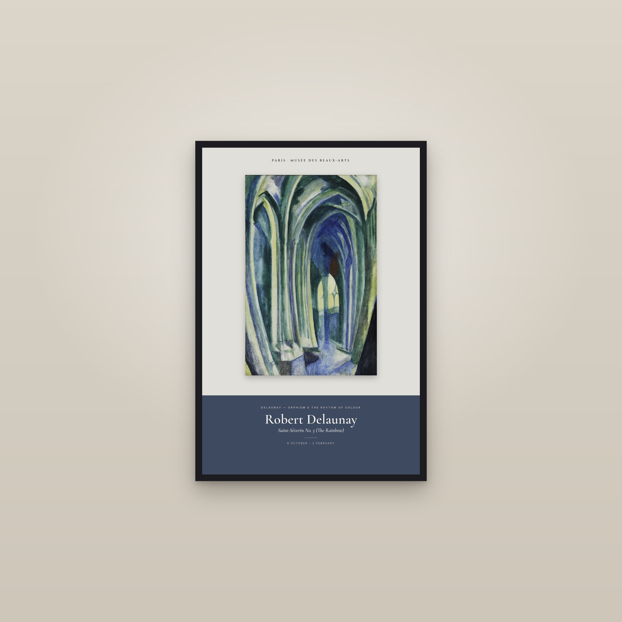 Saint-Séverin No. 5 (The Rainbow) — Exhibition Poster — framed in a gallery setting