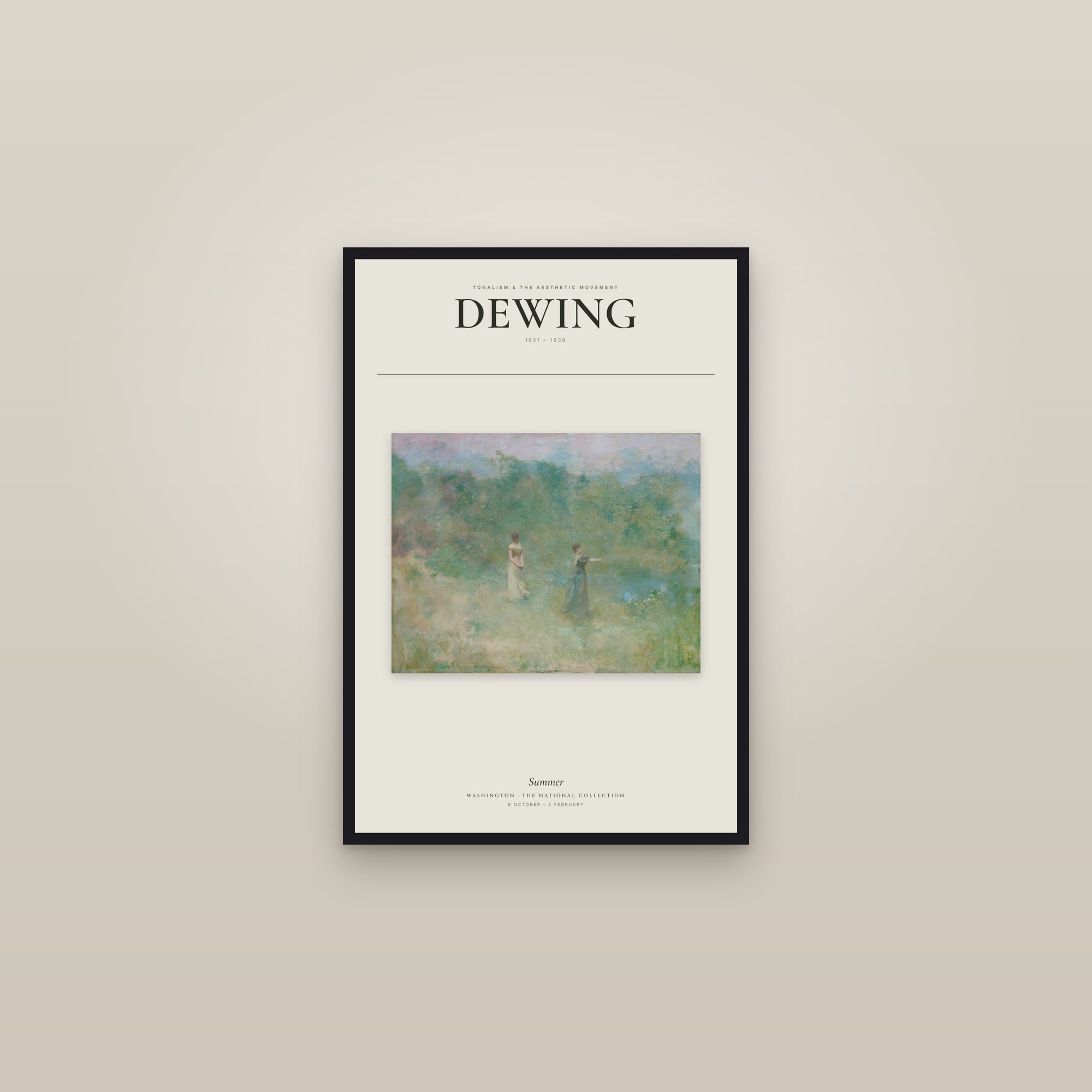 Summer (Dewing) — Exhibition Poster — framed in a gallery setting