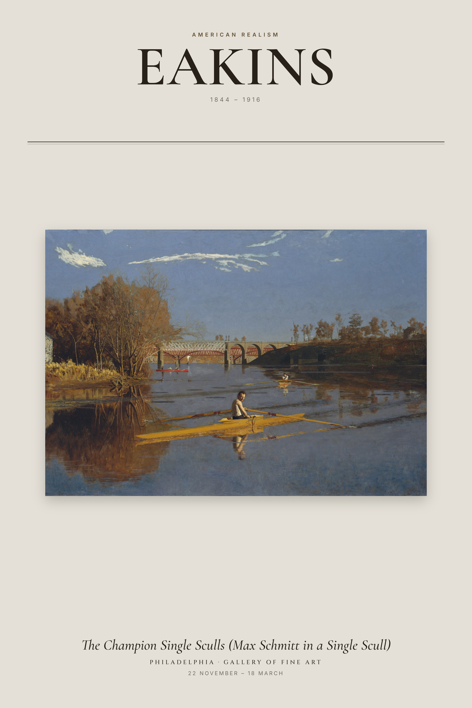 The Champion Single Sculls (Max Schmitt in a Single Scull) — Exhibition Poster