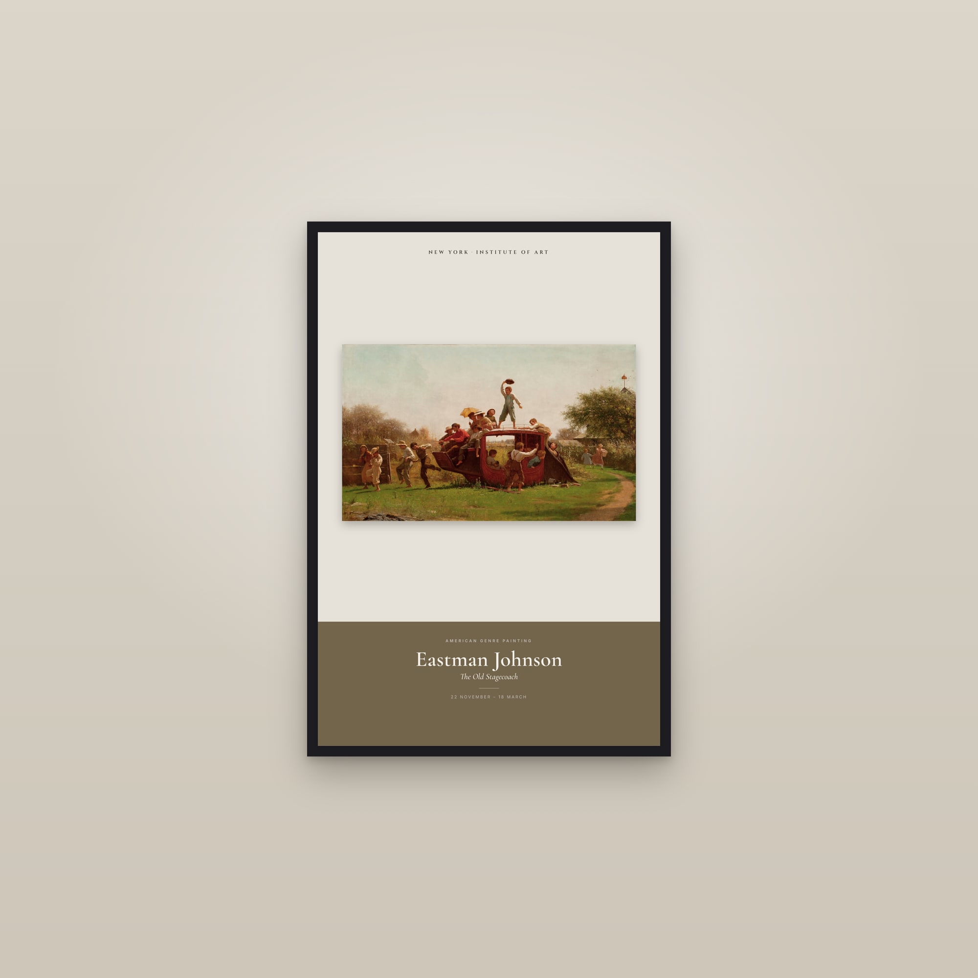 The Old Stagecoach — Exhibition Poster — framed in a gallery setting