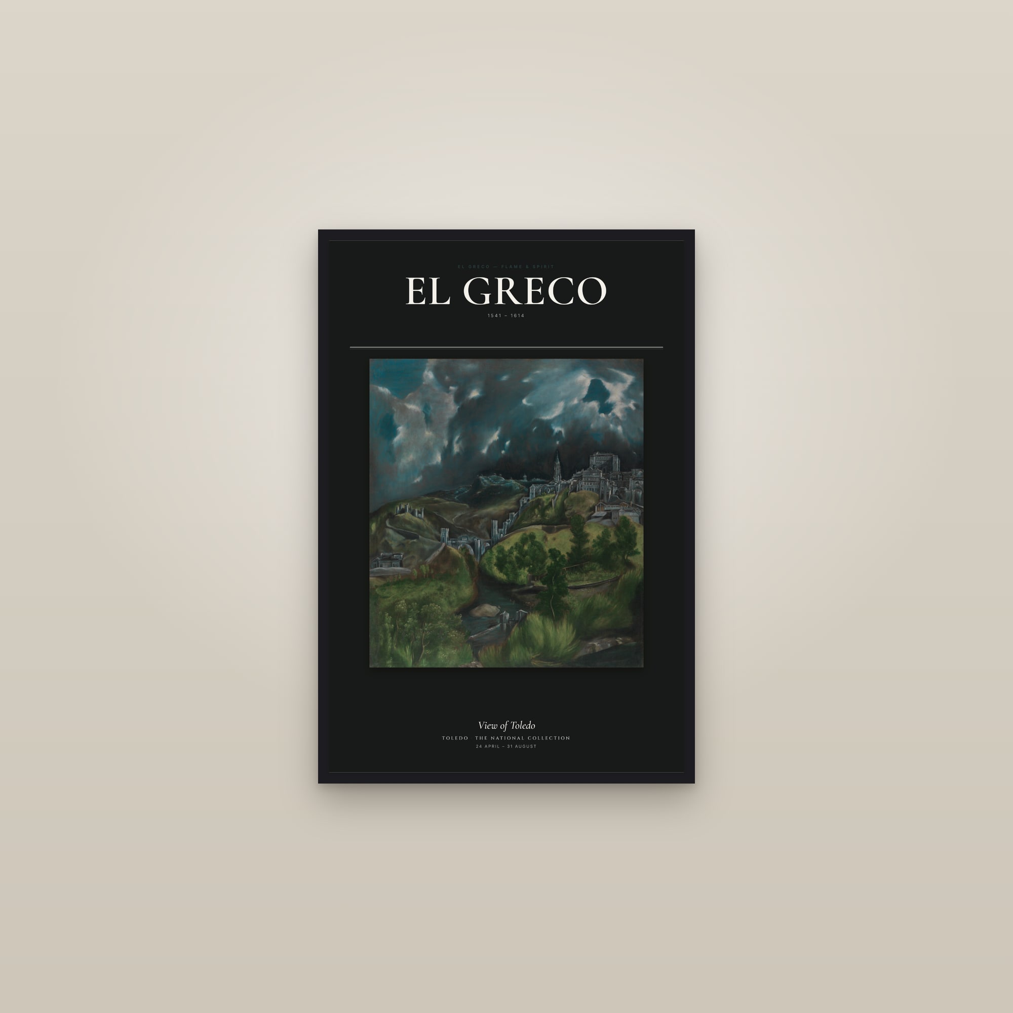 View of Toledo — Exhibition Poster — framed in a gallery setting