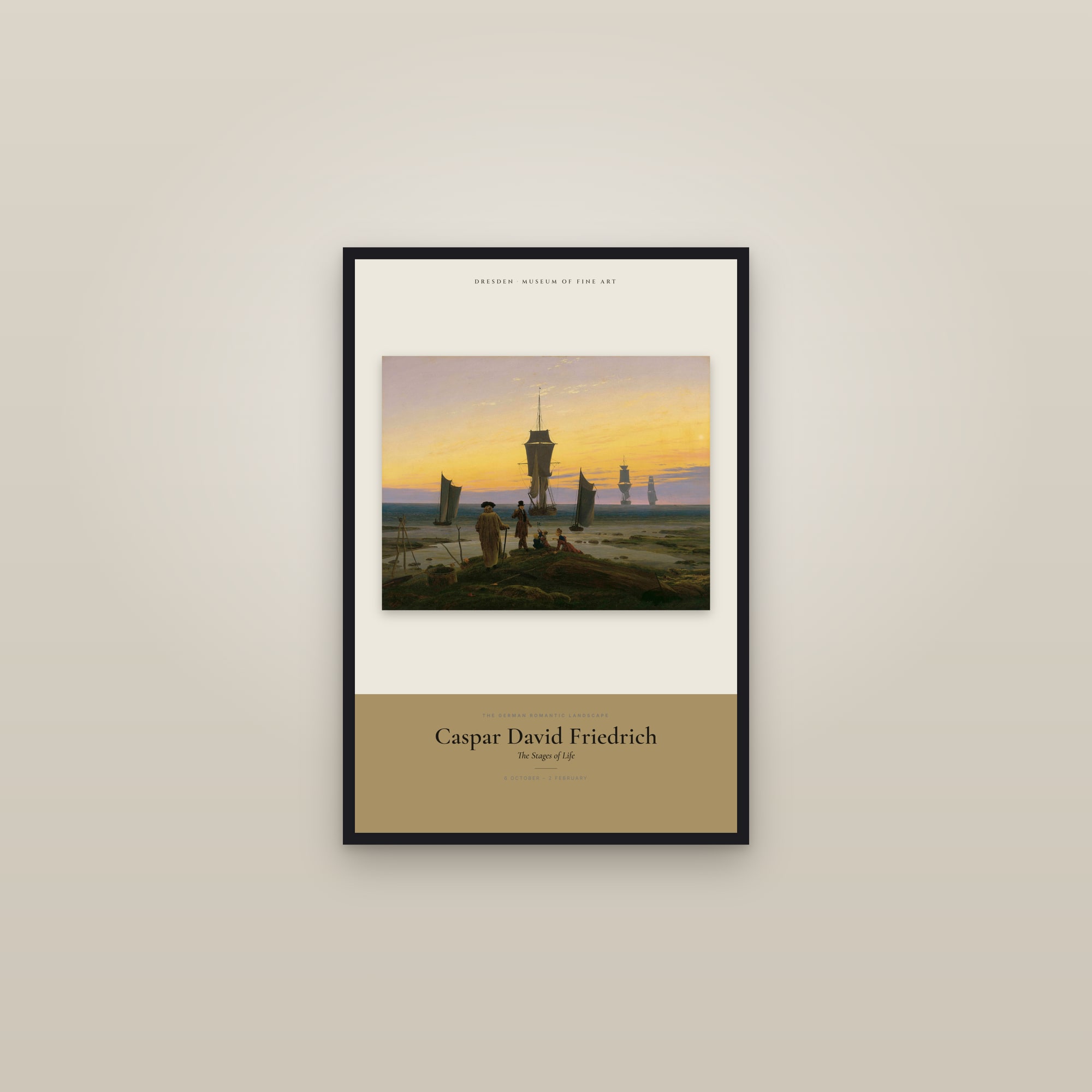 The Stages of Life — Exhibition Poster — framed in a gallery setting