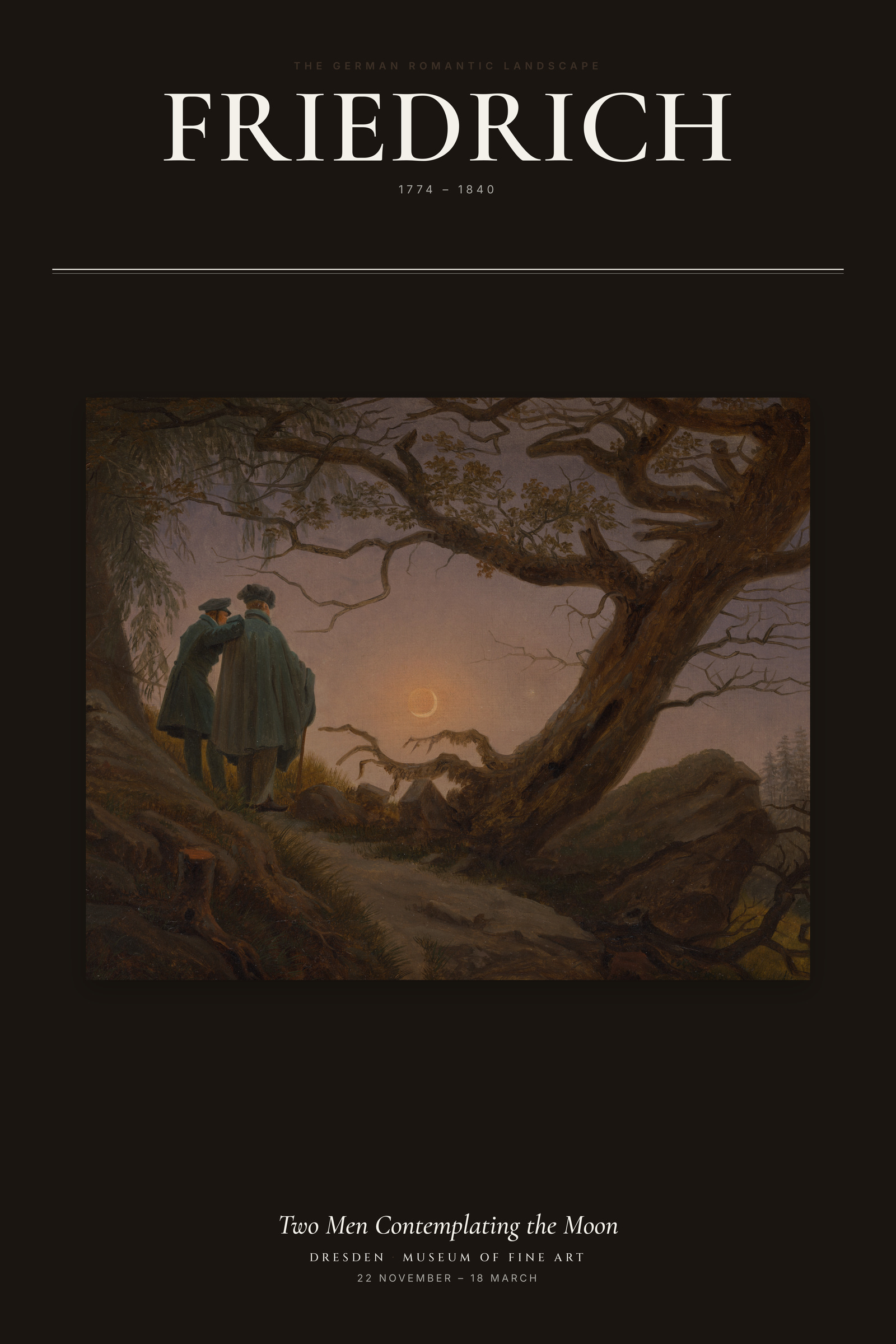 Two Men Contemplating the Moon — Exhibition Poster