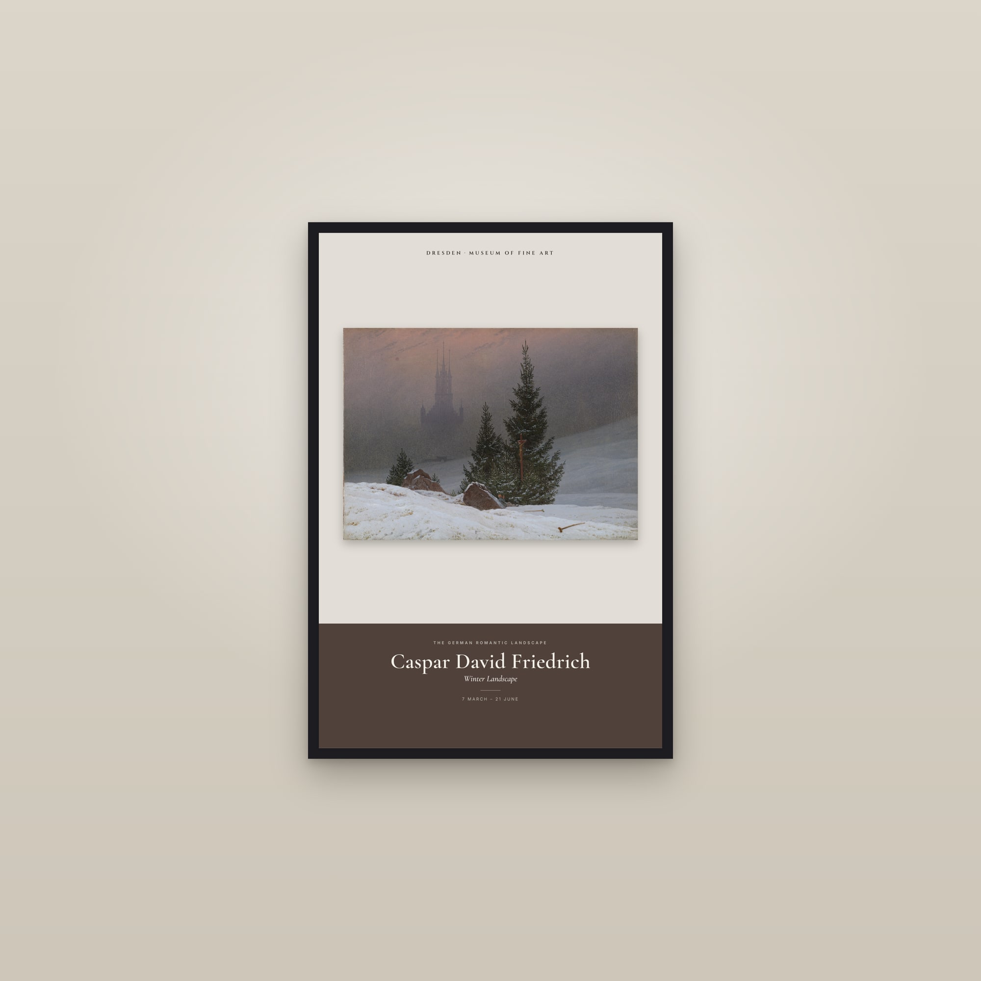 Winter Landscape — Exhibition Poster — framed in a gallery setting