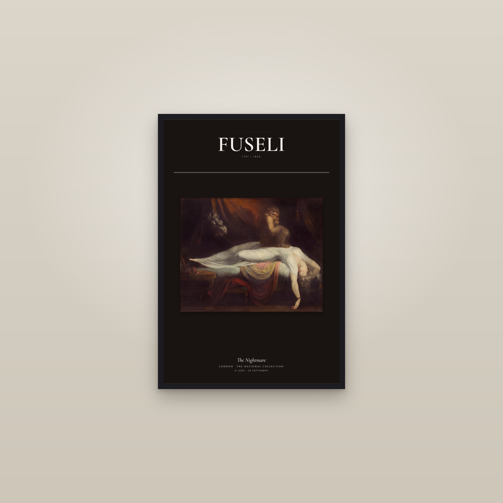 The Nightmare — Exhibition Poster — framed in a gallery setting