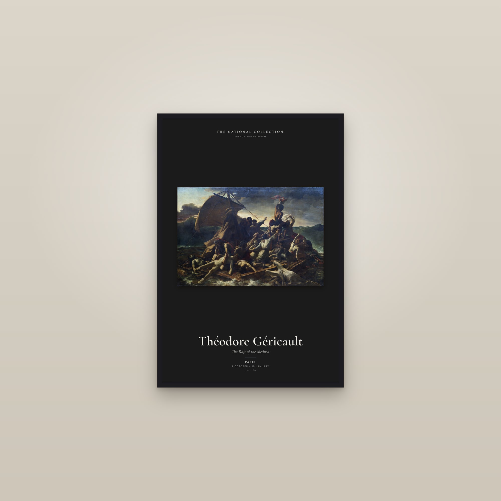 The Raft of the Medusa — Exhibition Poster — framed in a gallery setting