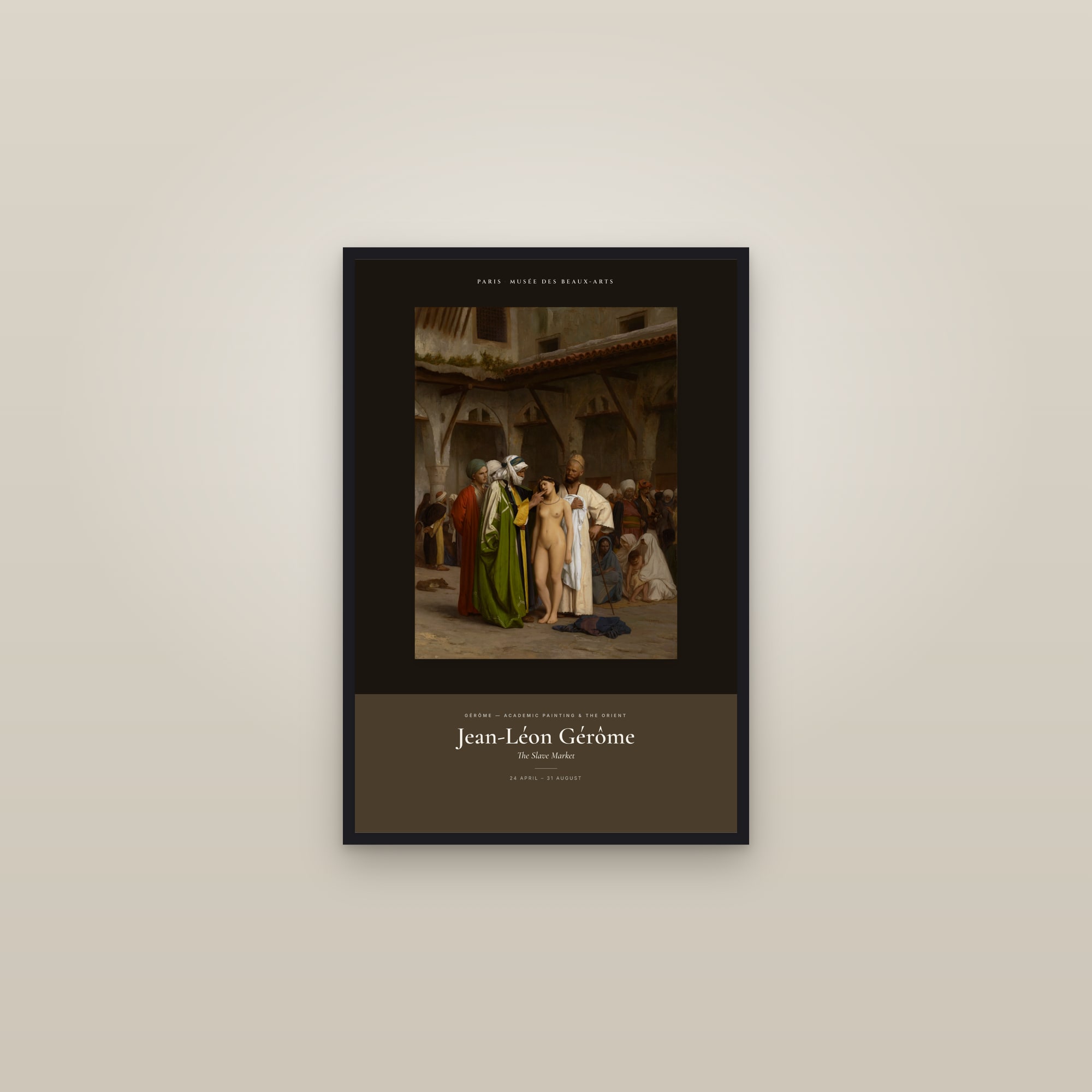 The Slave Market — Exhibition Poster — framed in a gallery setting