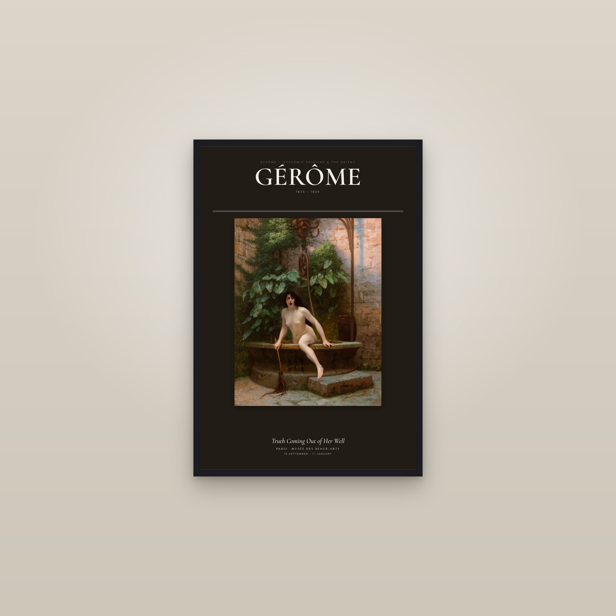 Truth Coming Out of Her Well — Exhibition Poster — framed in a gallery setting