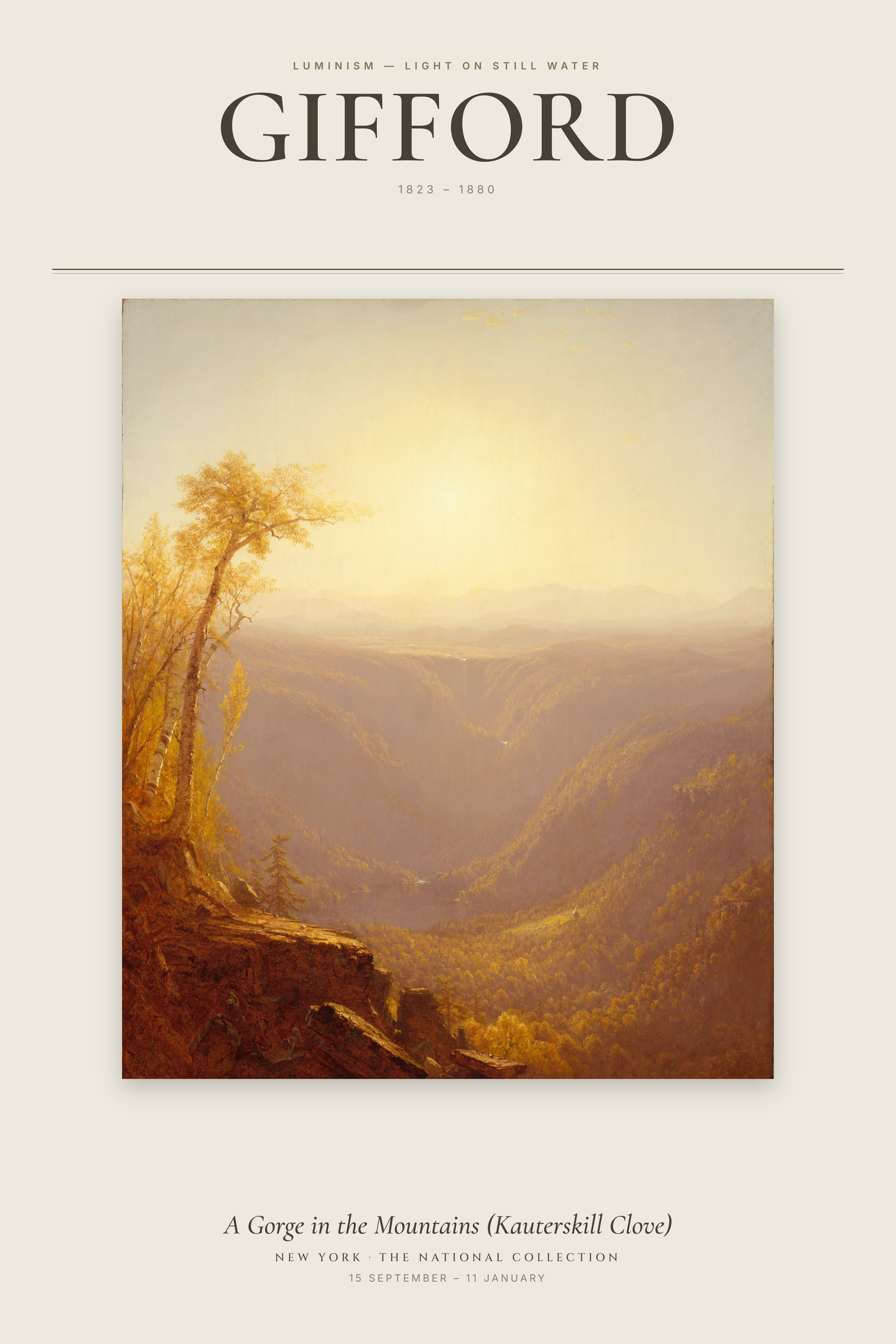 A Gorge in the Mountains (Kauterskill Clove) — Exhibition Poster