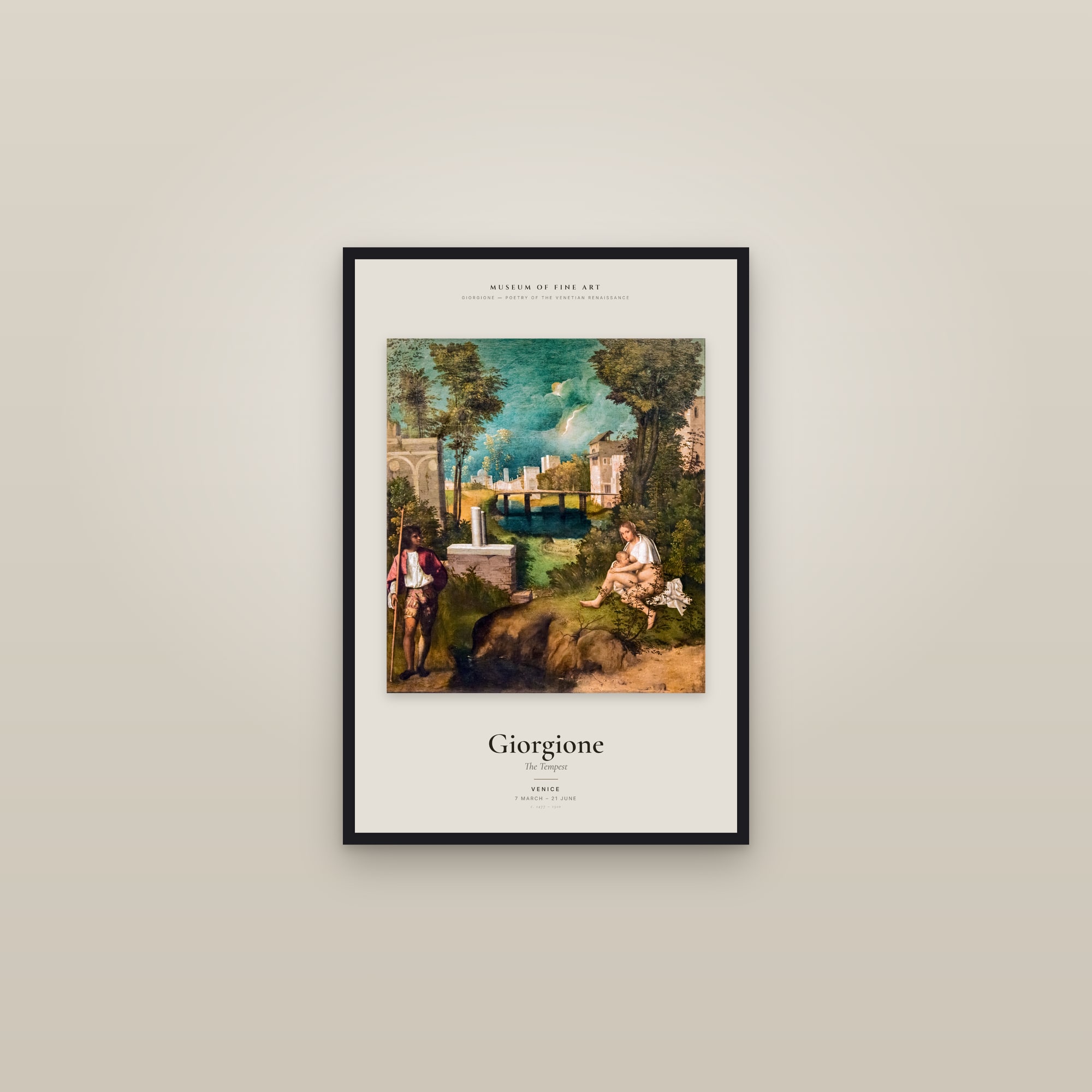 The Tempest — Exhibition Poster — framed in a gallery setting