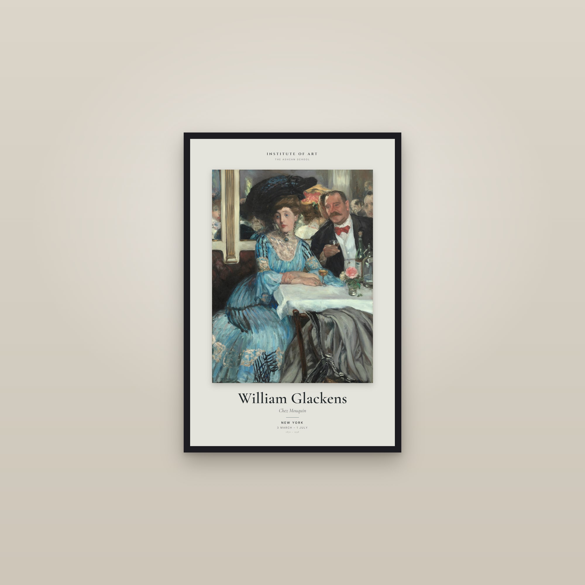 Chez Mouquin — Exhibition Poster — framed in a gallery setting