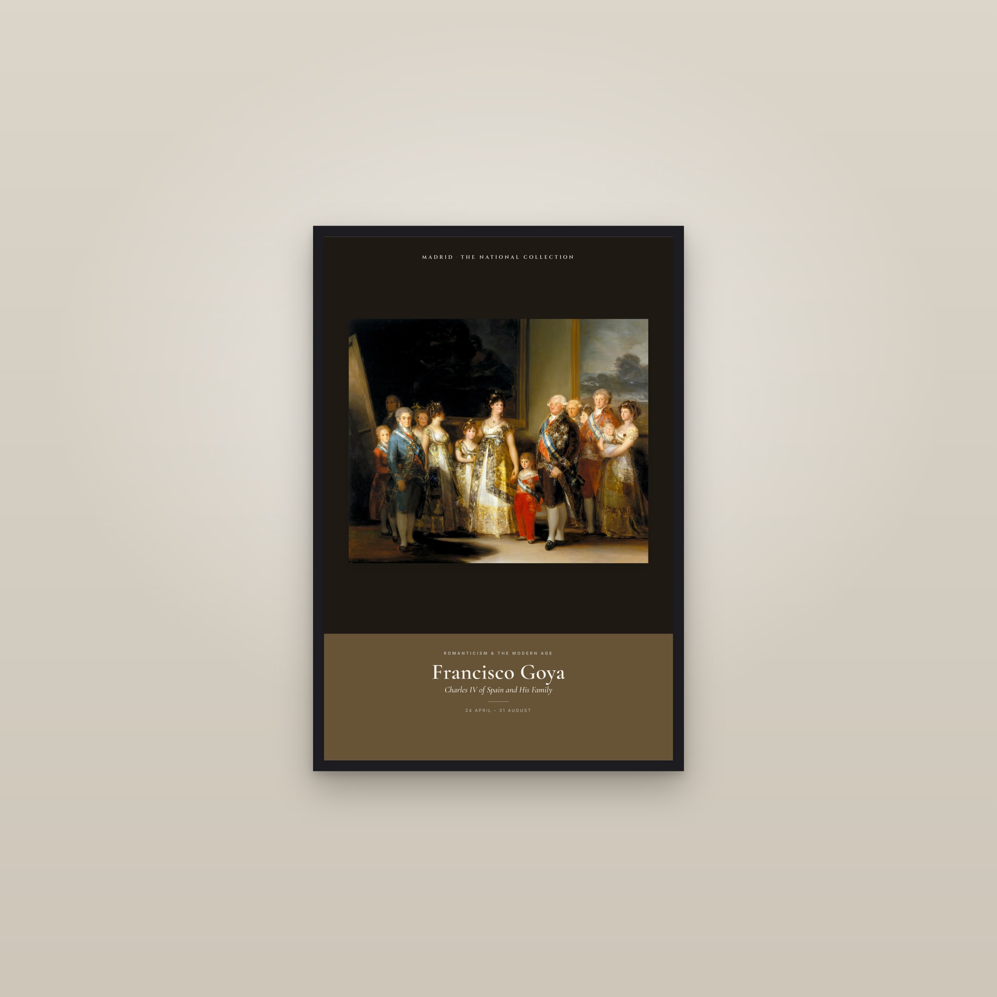 Charles IV of Spain and His Family — Exhibition Poster — framed in a gallery setting