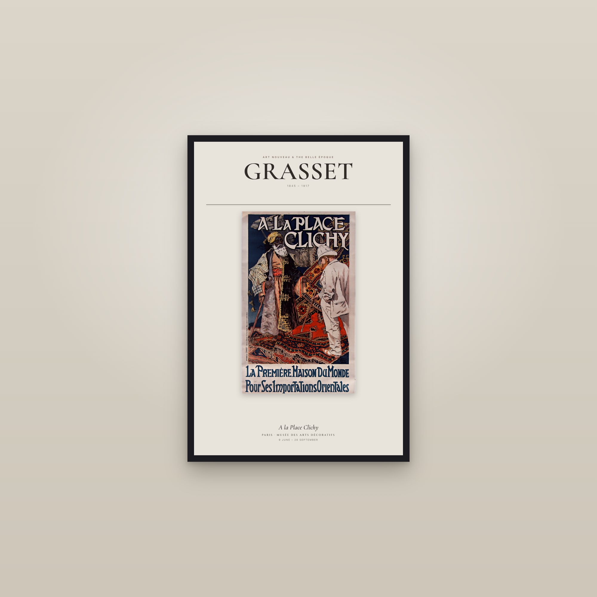 A la Place Clichy — Exhibition Poster — framed in a gallery setting
