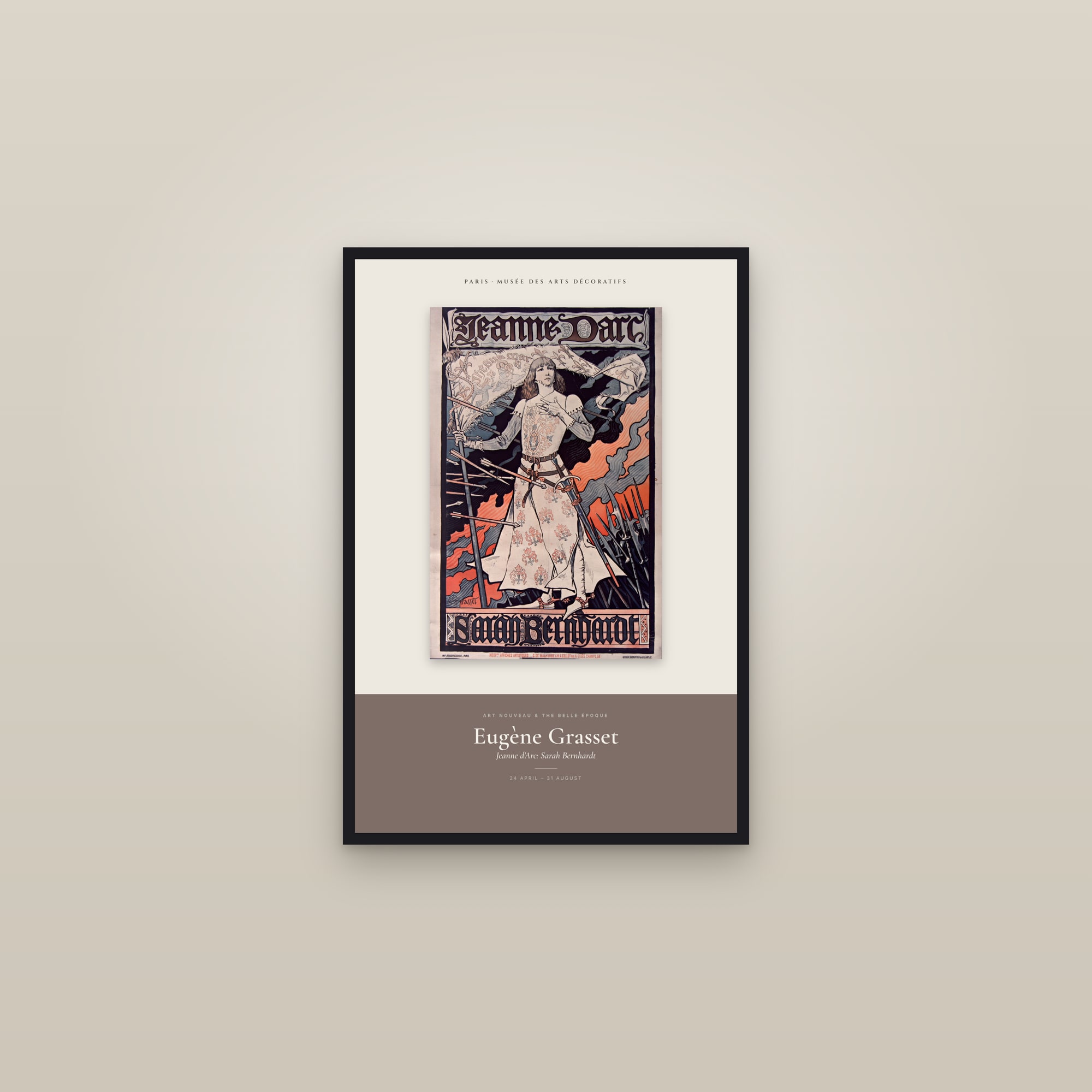 Jeanne d'Arc: Sarah Bernhardt — Exhibition Poster — framed in a gallery setting