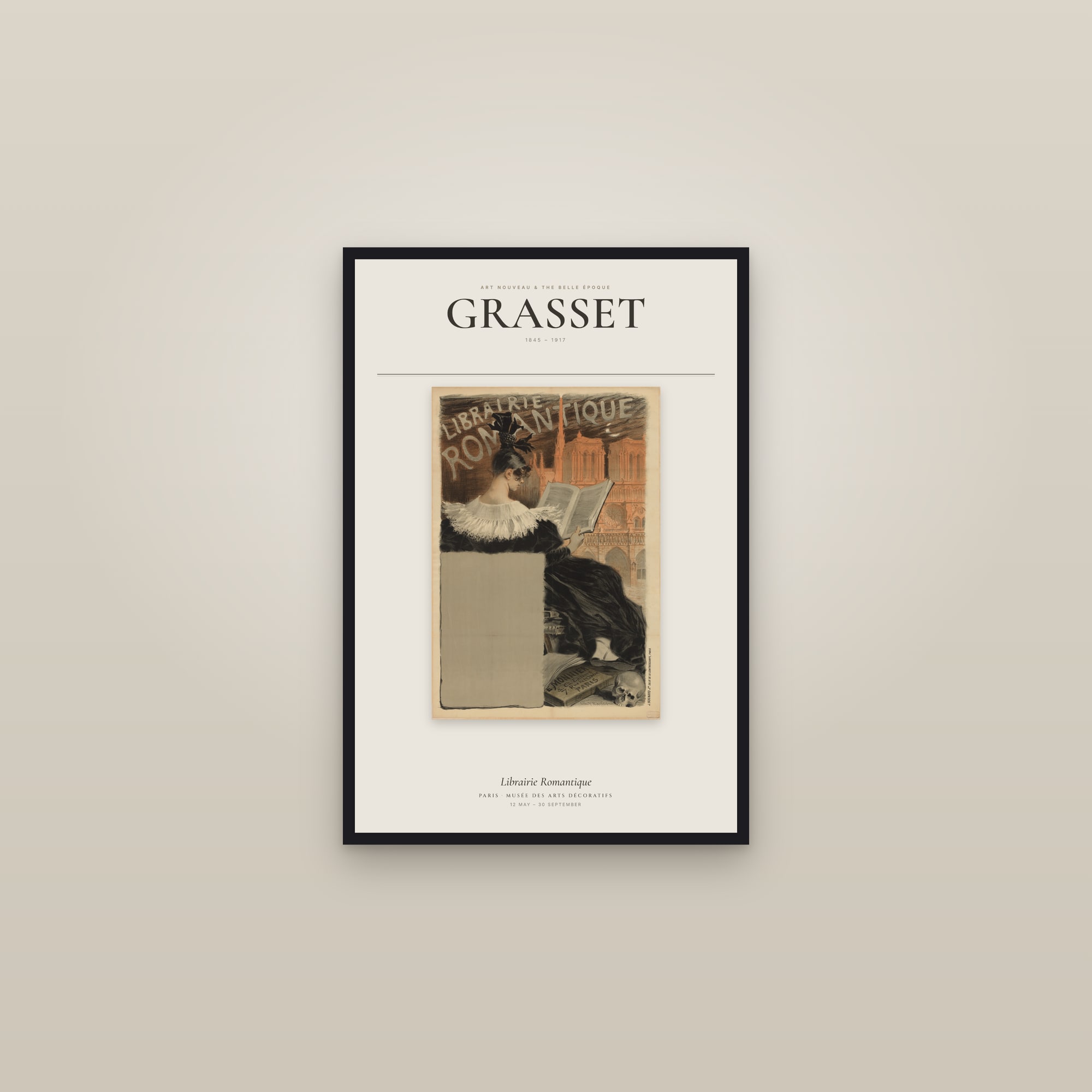 Librairie Romantique — Exhibition Poster — framed in a gallery setting