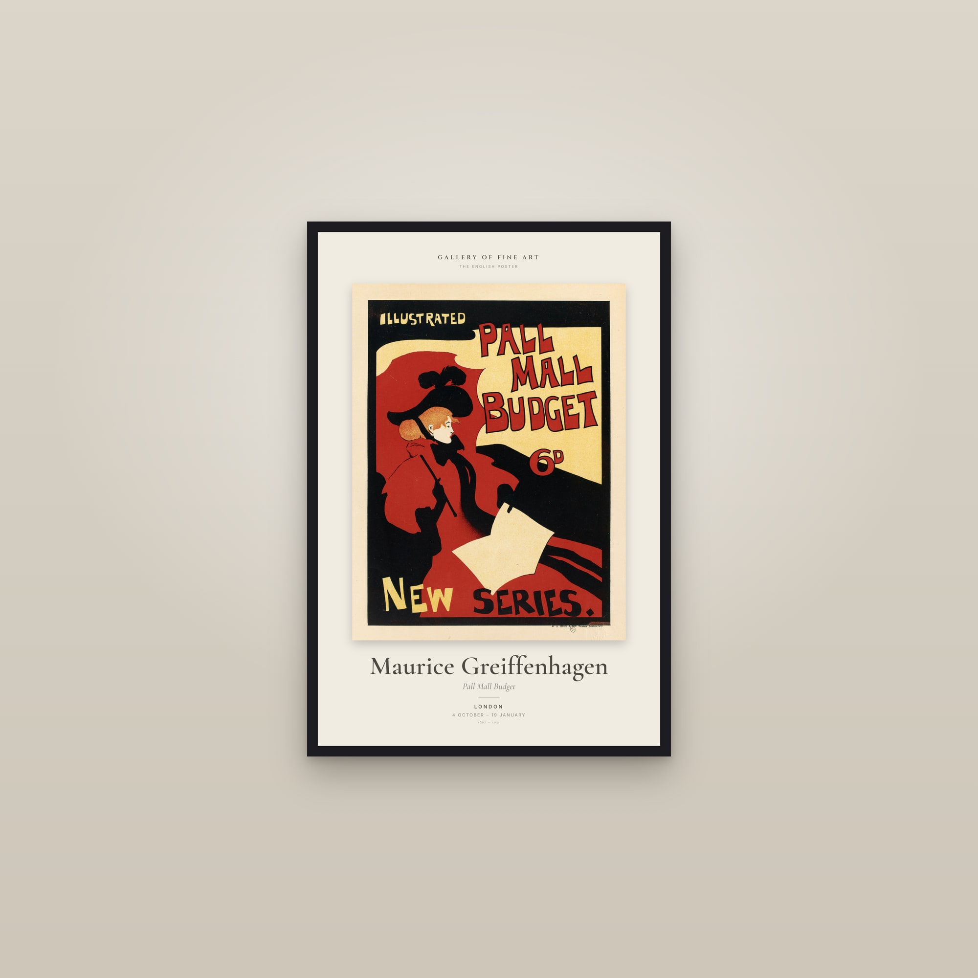 Pall Mall Budget — Exhibition Poster — framed in a gallery setting