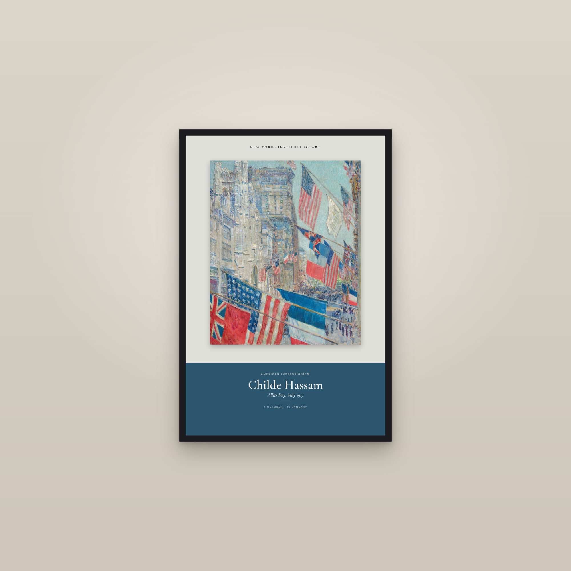 Allies Day, May 1917 — Exhibition Poster — framed in a gallery setting