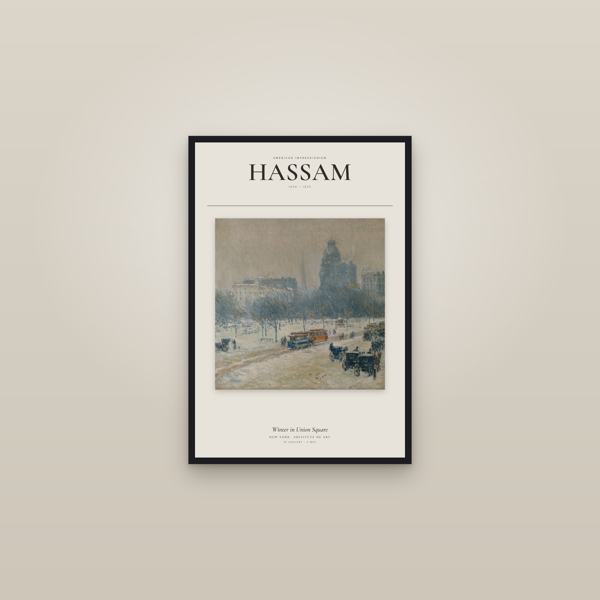 Winter in Union Square — Exhibition Poster — framed in a gallery setting