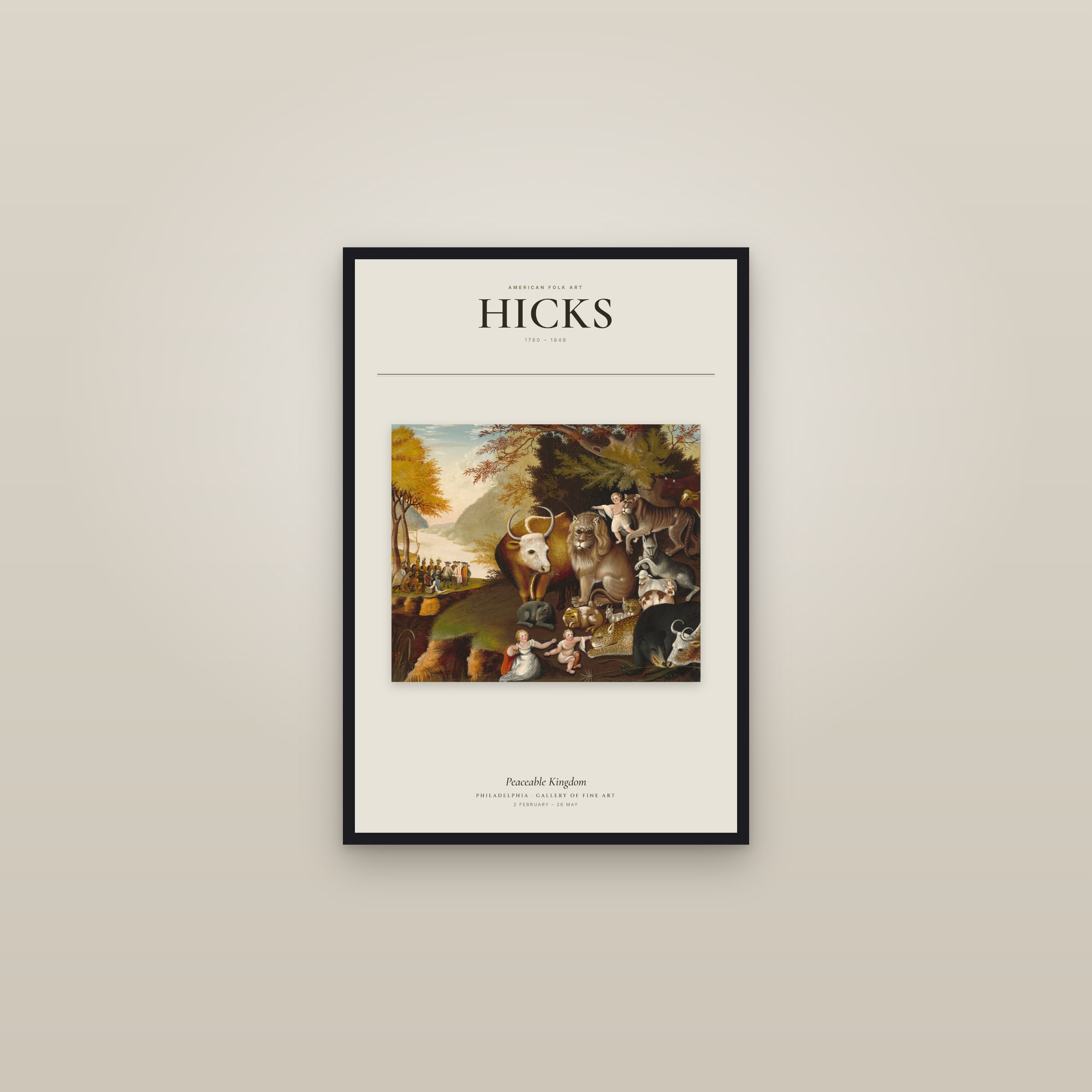 Peaceable Kingdom — Exhibition Poster — framed in a gallery setting