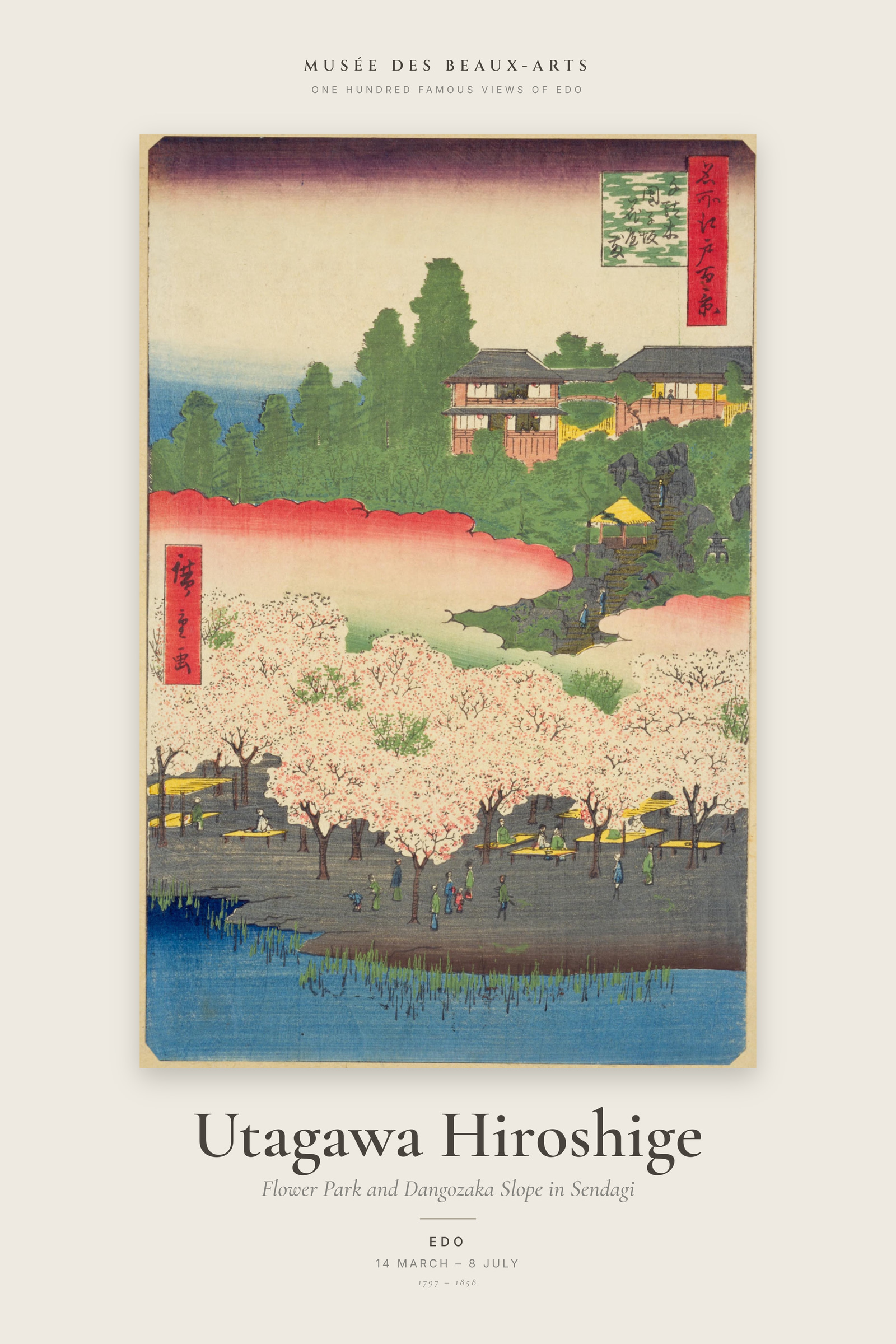 Flower Park and Dangozaka Slope in Sendagi — Exhibition Poster