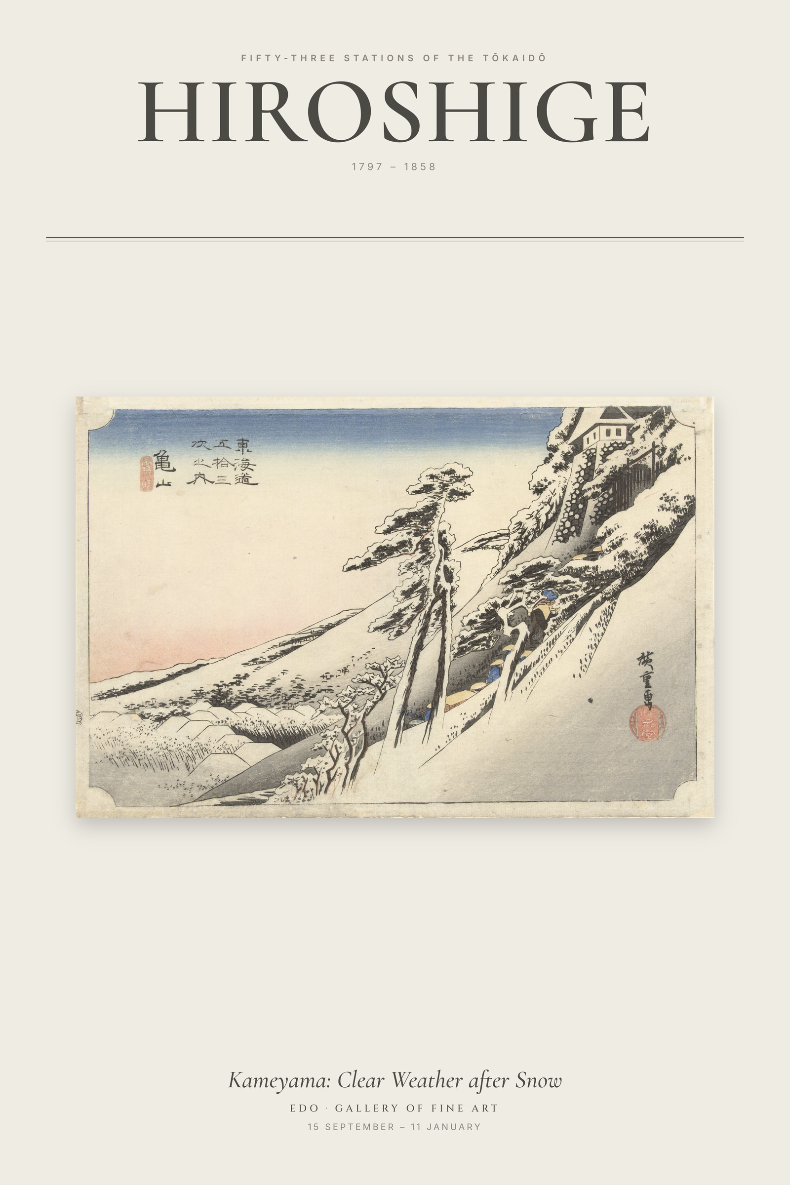 Kameyama: Clear Weather after Snow — Exhibition Poster