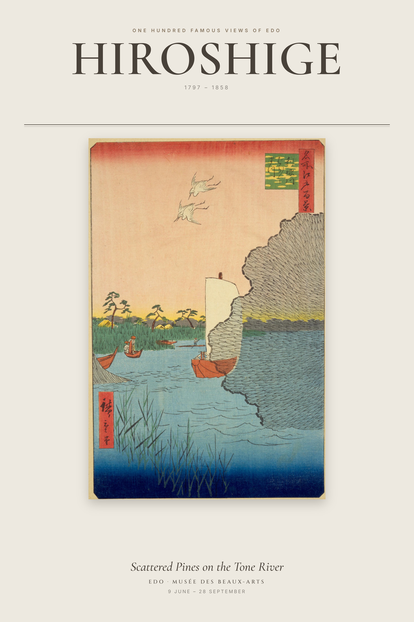 Scattered Pines on the Tone River — Exhibition Poster