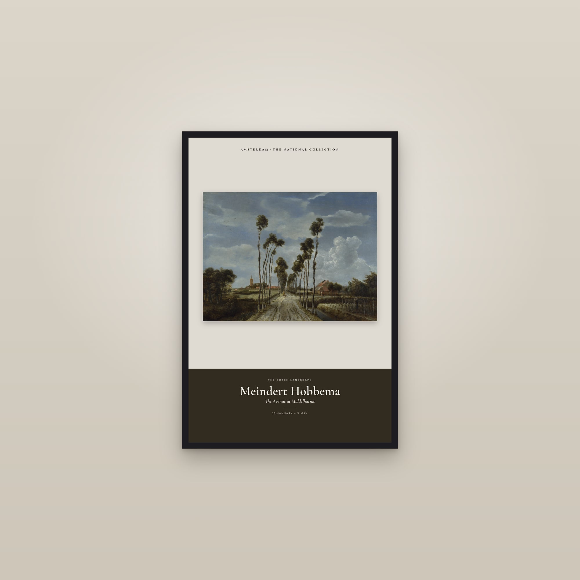 The Avenue at Middelharnis — Exhibition Poster — framed in a gallery setting
