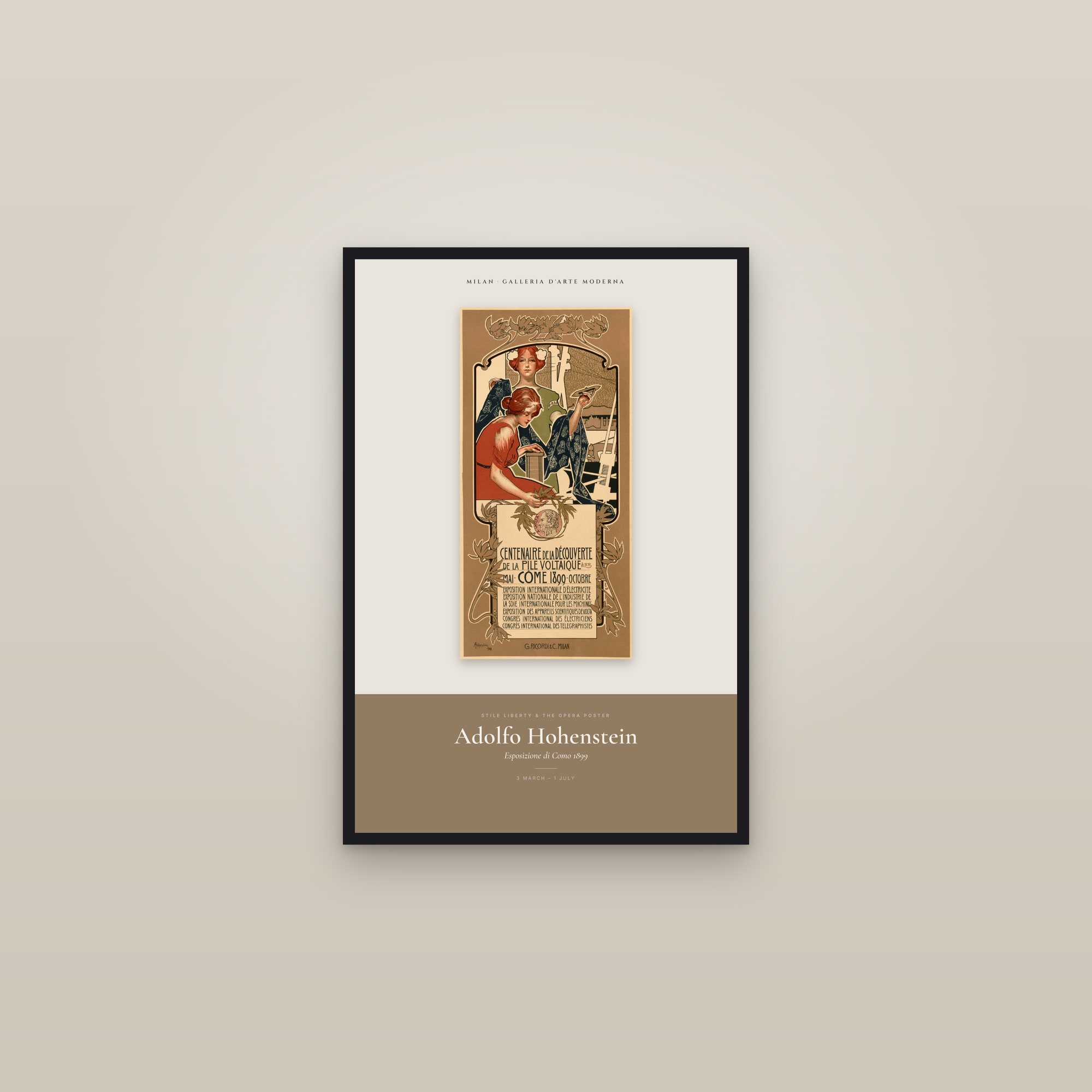 Esposizione di Como 1899 — Exhibition Poster — framed in a gallery setting