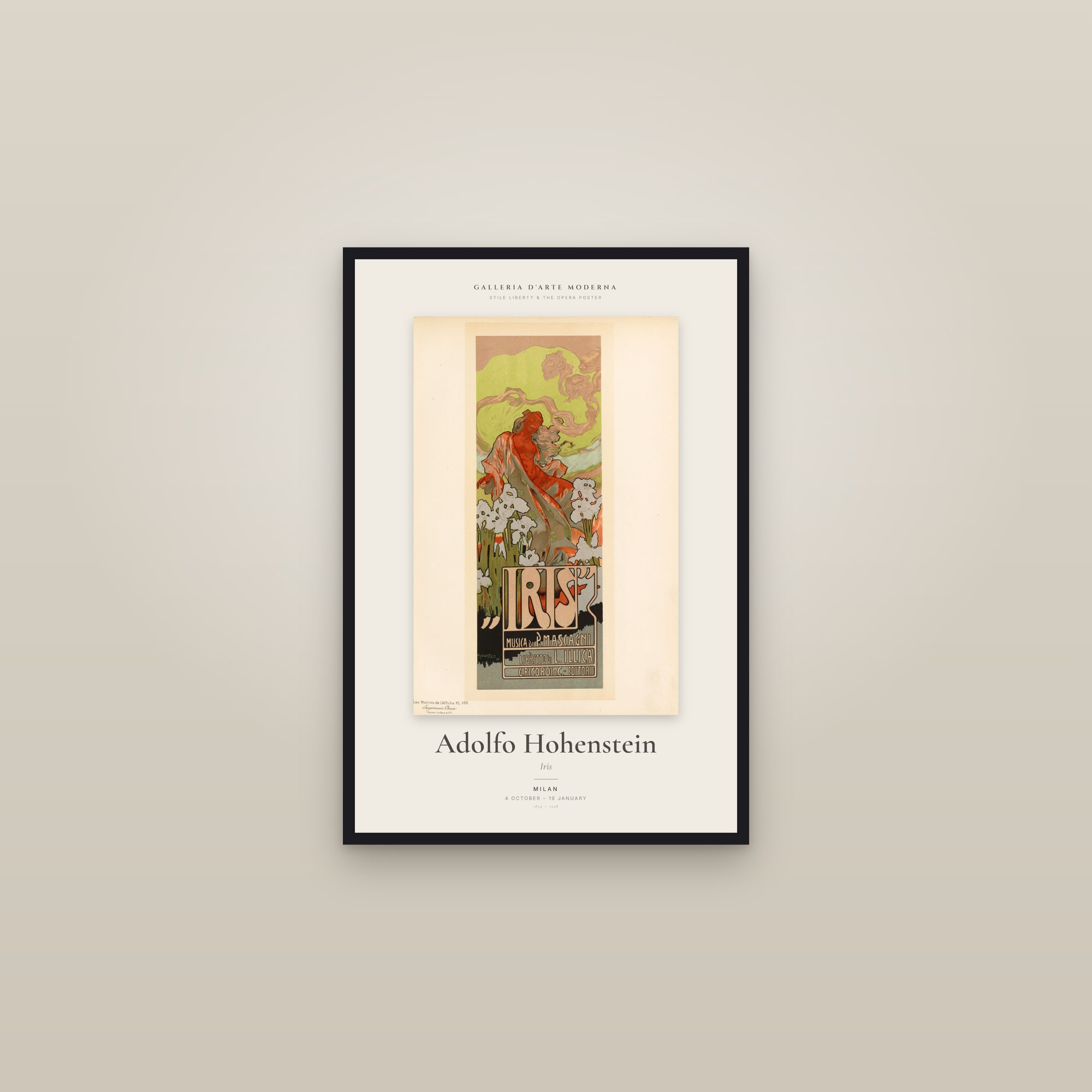 Iris — Exhibition Poster — framed in a gallery setting