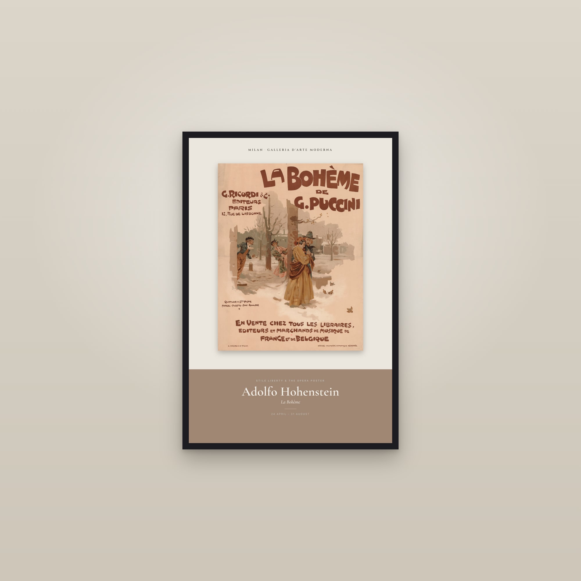 La Bohème — Exhibition Poster — framed in a gallery setting